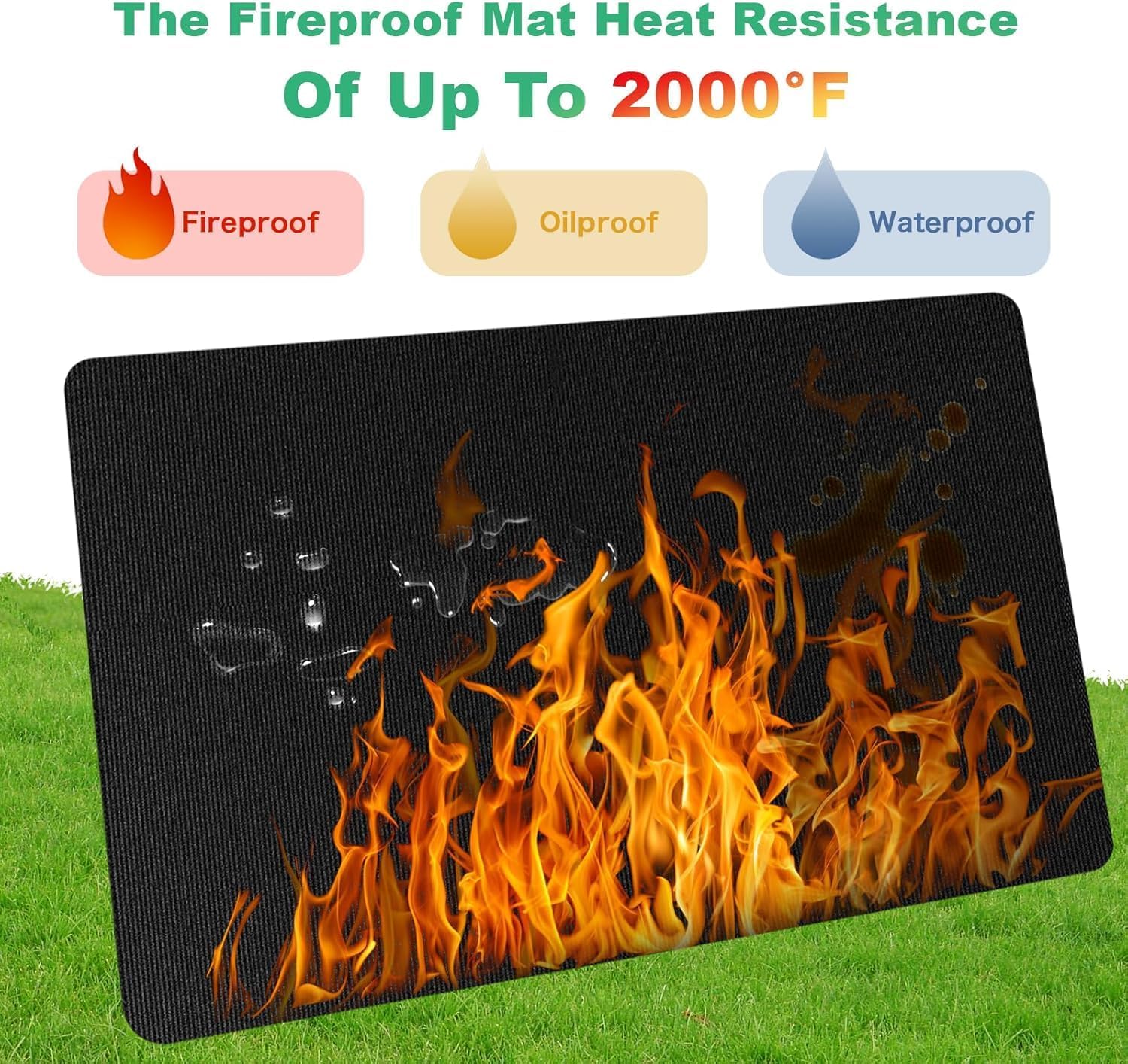 Large 90x52 Inch Under Grill Mat for Outdoor Grill, Fireproof & Waterproof