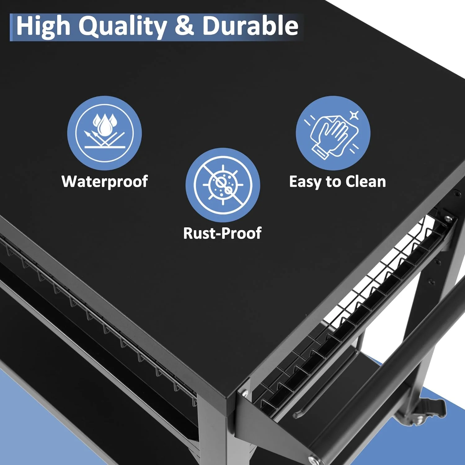 Outdoor Grill Cart - Pizza Oven Stand Table with Wheels