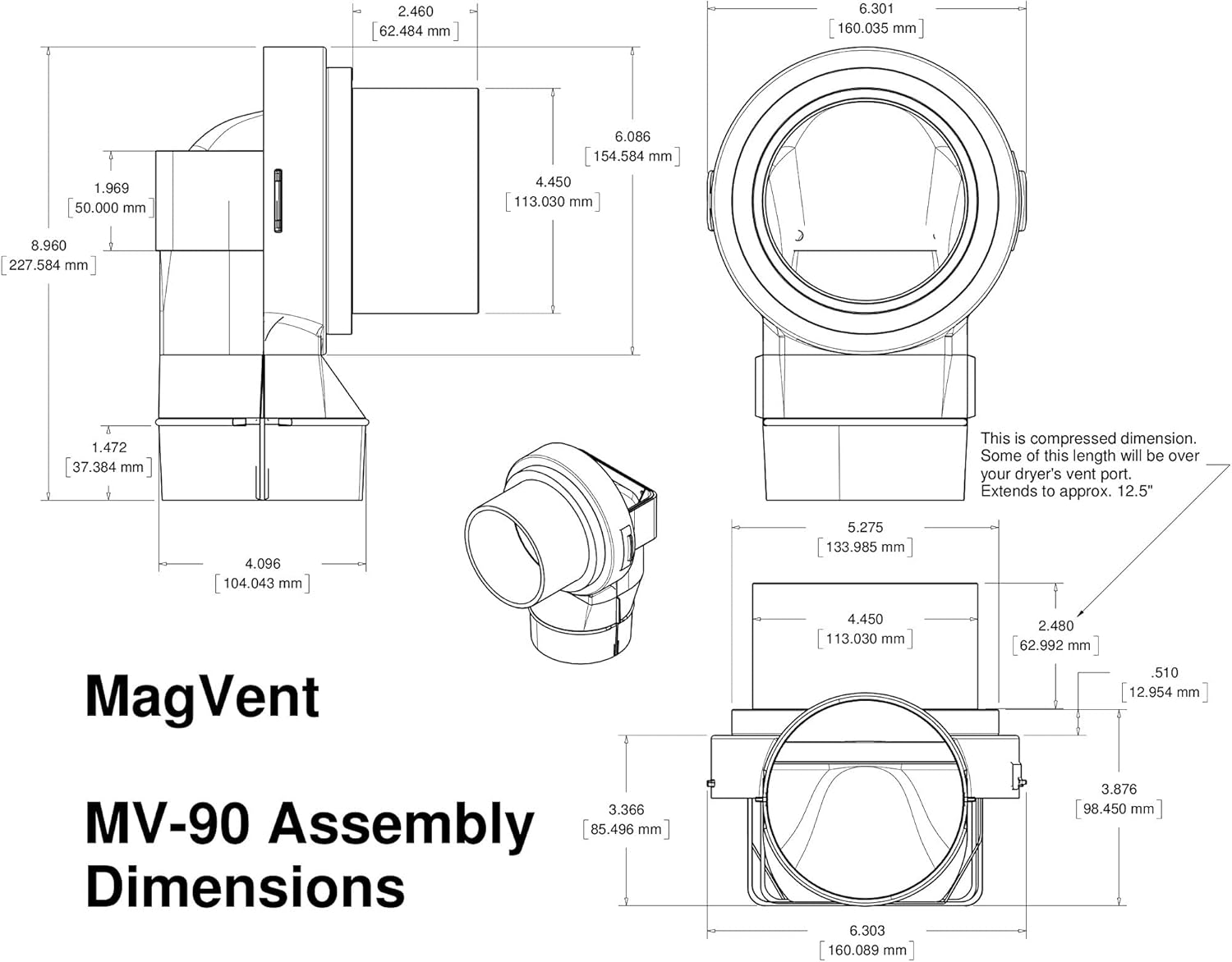2024 MV-90 Magnetic Dryer Vent Coupling