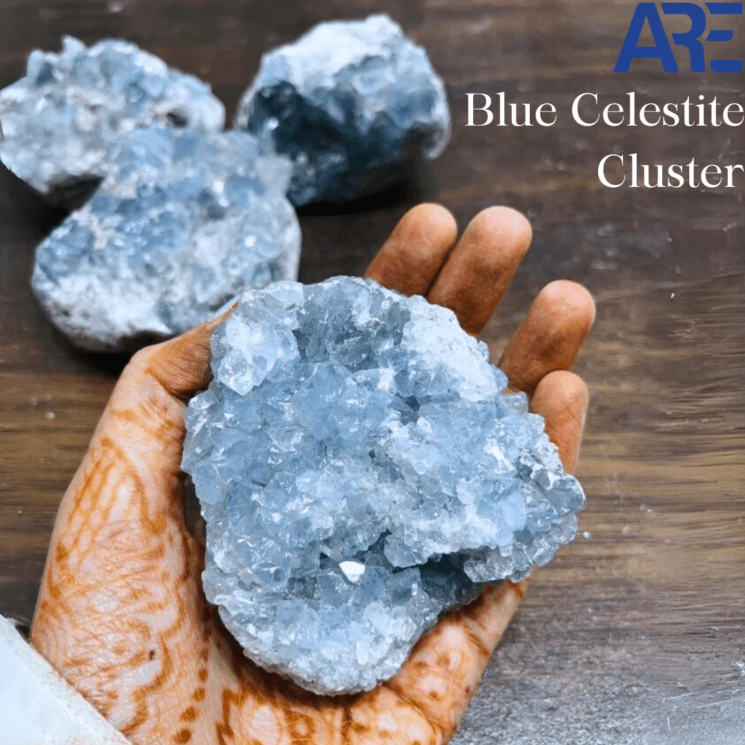 Blue Celestite Cluster in India - Aeora Rocks