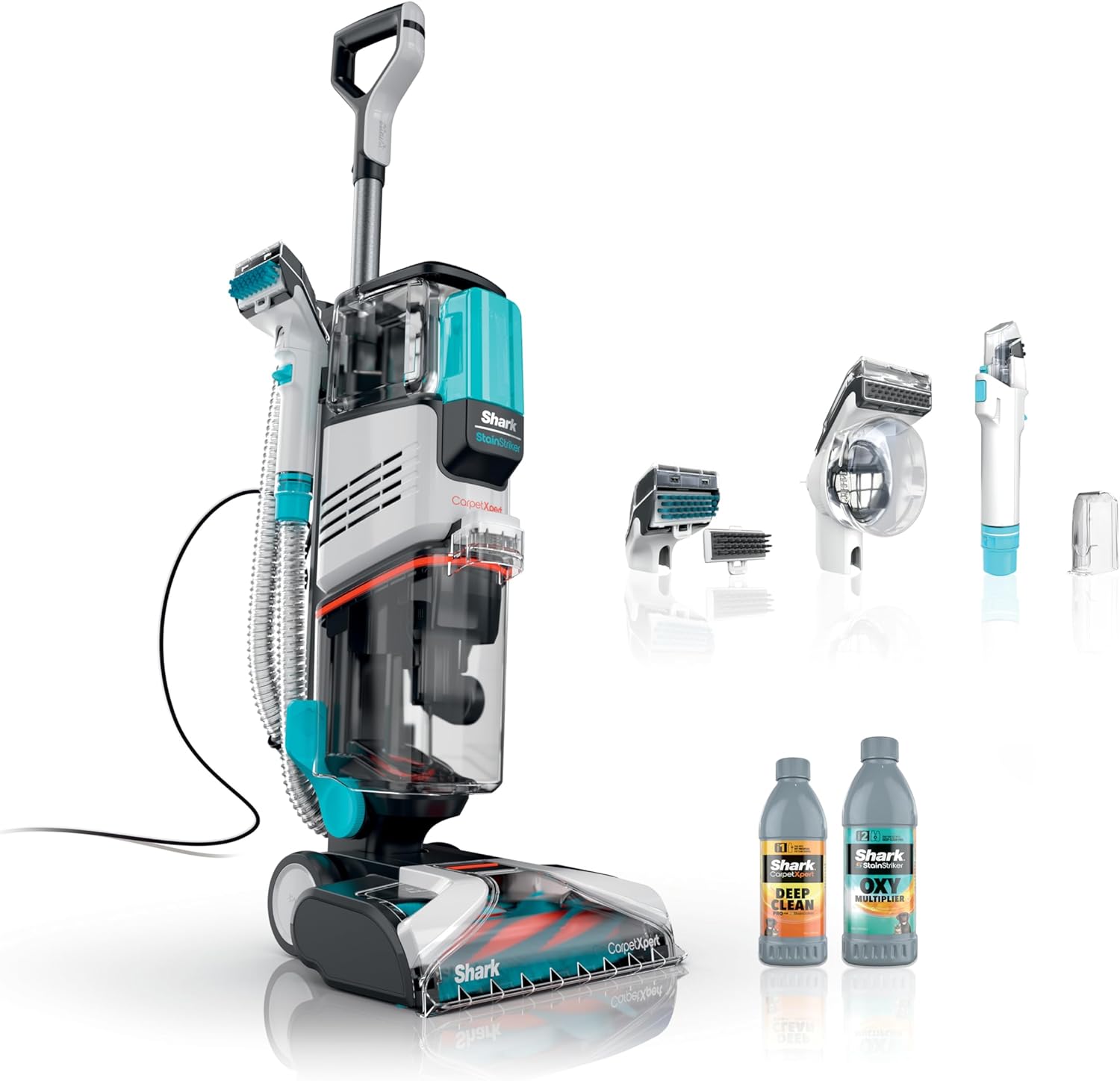 Shark CarpetXpert EX201 Carpet Cleaner, Cyan C Deep Cleaning with StainStriker, Perfect for Pets, Includes Spot & Stain Remover Tools