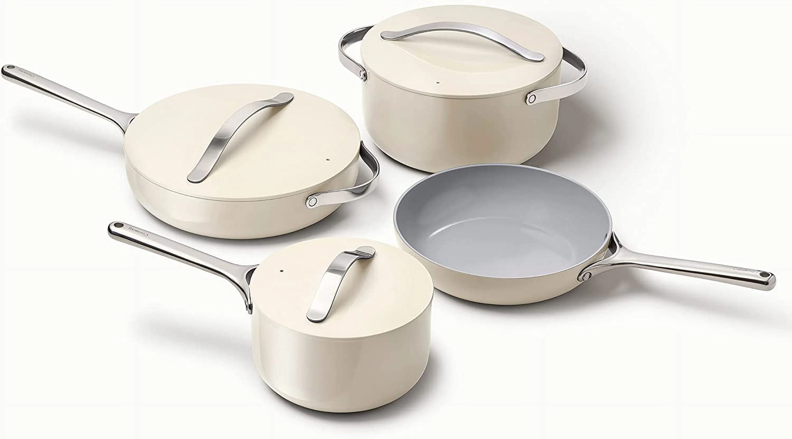 Caraway Nonstick Ceramic Cookware Set (12 Piece) Pots Pans Lids and Kitchen Storage - Non Toxic PTFE & PFOA Free - Oven Safe & Compatible with All Stovetops (Gas Electric &