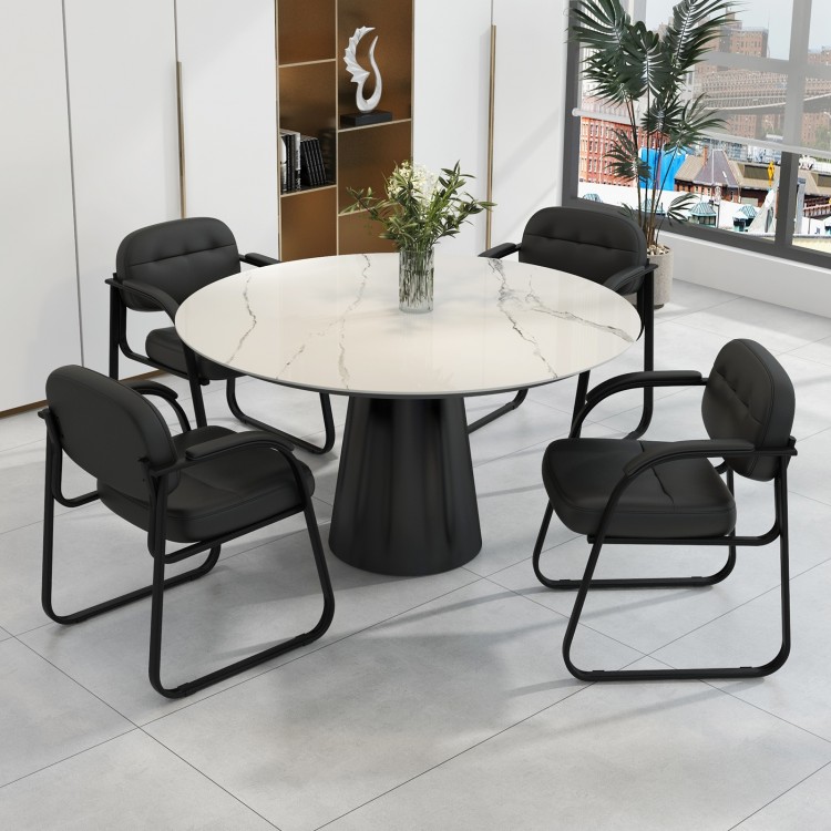 Waiting Room Chair Set of 2 Reception Chairs with Sled Base and Padded Arm Rest