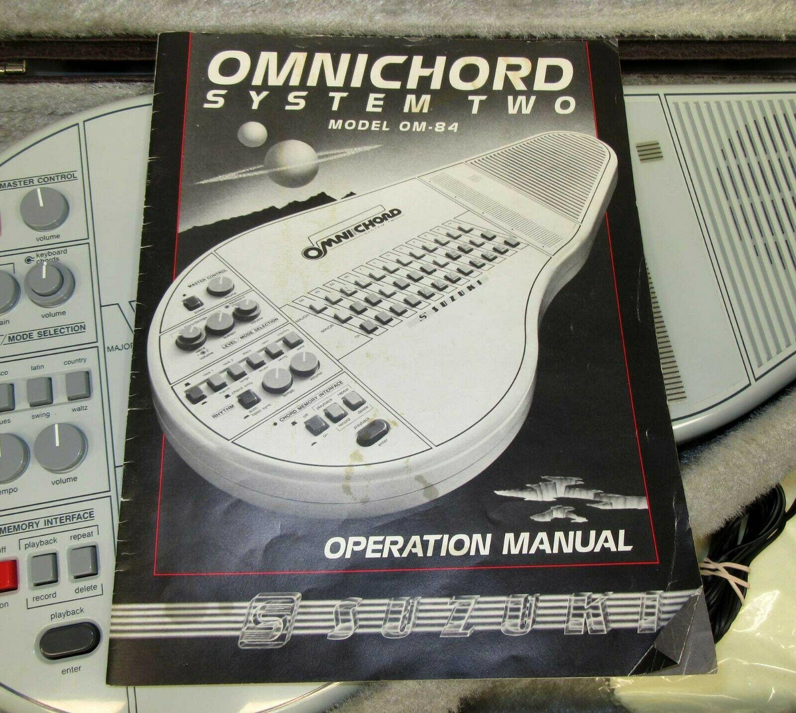 Suzuki Omnichord OM-84 System Two w/ Hard Case Power Supply Manual TESTED! WORKS