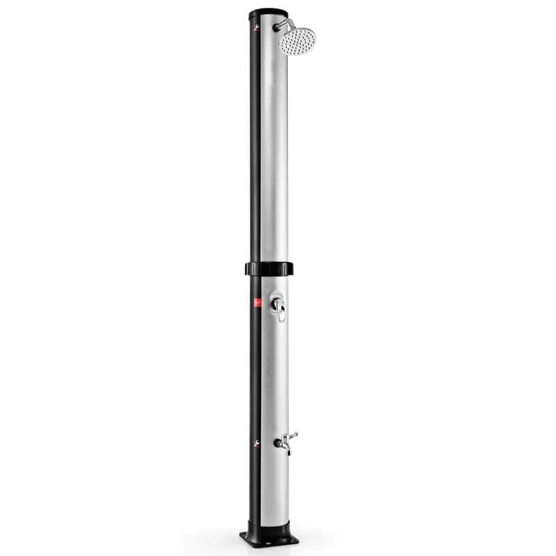 7.2 FT 10 Gallon Solar-Heated Outdoor Shower, 360° Swivel Shower Head Freestanding Shower for Poolside Beach