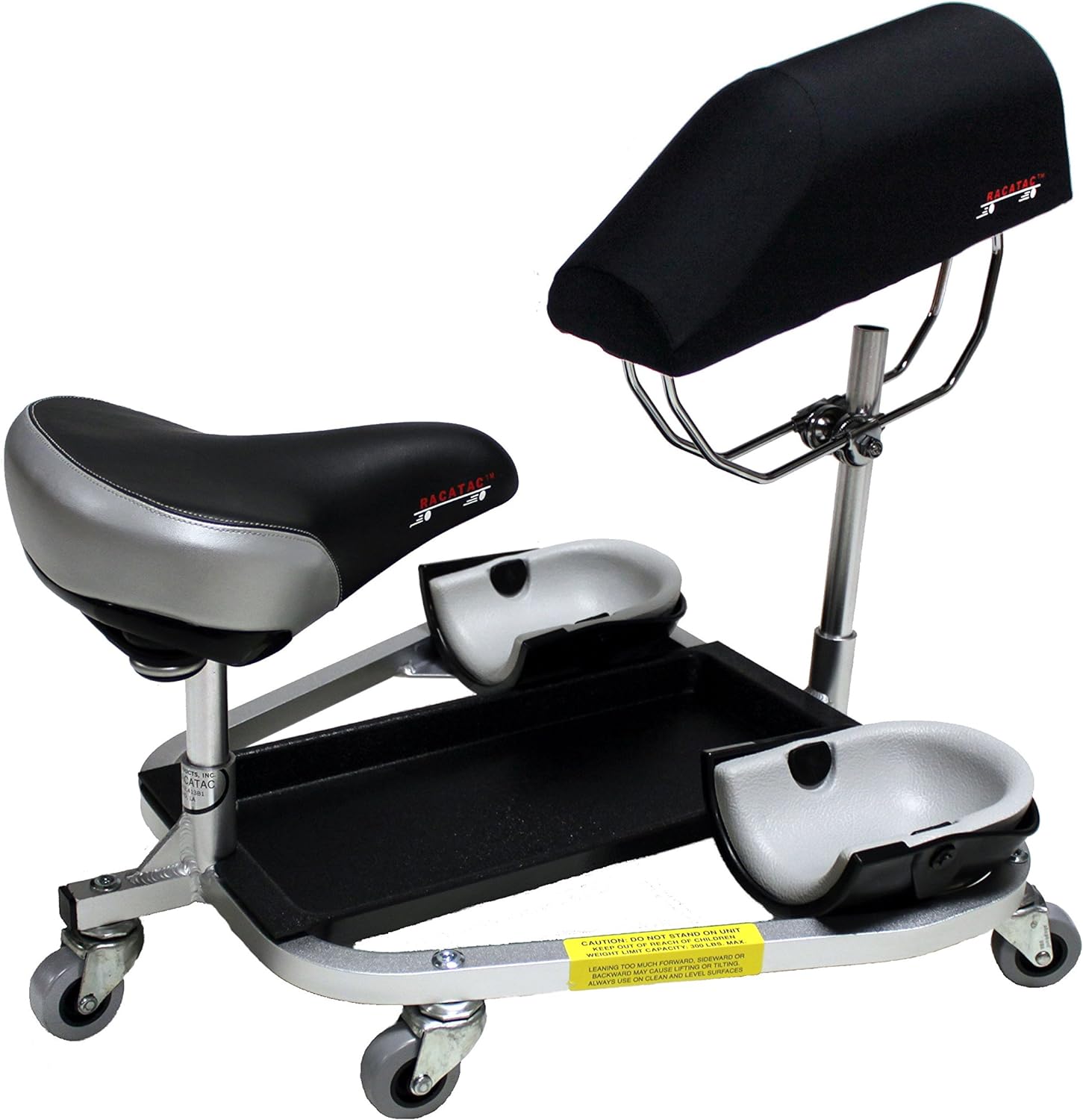 RAC-A-TAC Rolling Knee Pads with 3 Casters & Chest Support, Black C Lightweight Aluminum Frame, Tool Tray Included