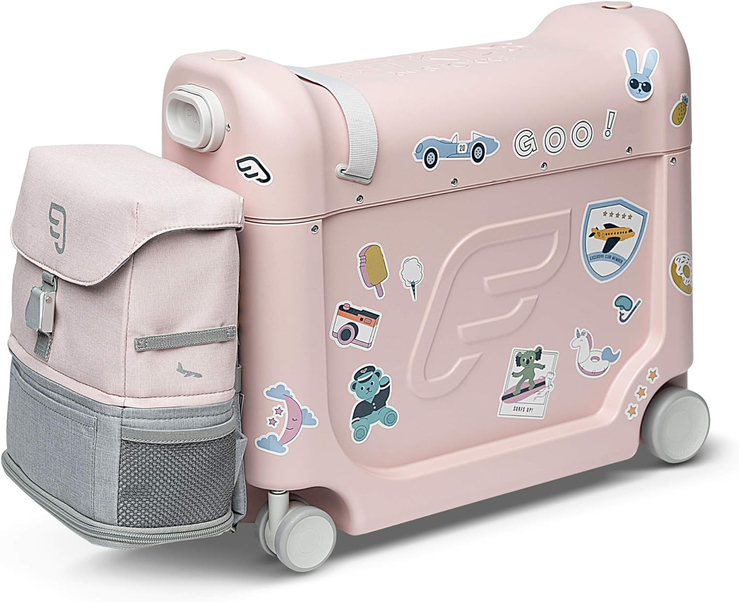 JetKids by Stokke Travel Bundle - Includes Kid??s Ride-On Suitcase & In-Flight Bed + Crew BackPack - Best for Ages 3-7