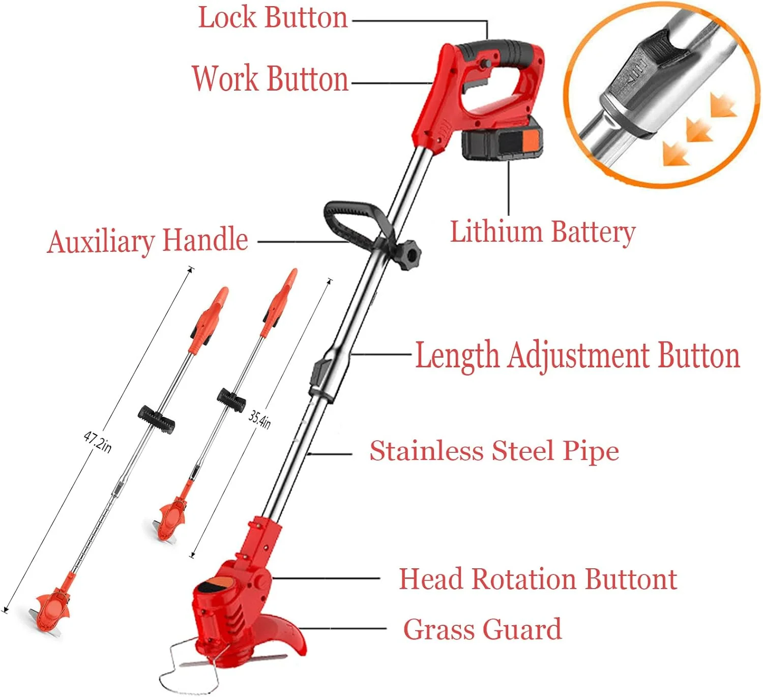 Weed Wacker Electric Cordless Grass Trimmer,with 3Types Blades,Included 2Pcs 24v 4Ah Batteries Electric Stringless Weed Trimmer Lightweight 2.6lb, for Yard and Garden