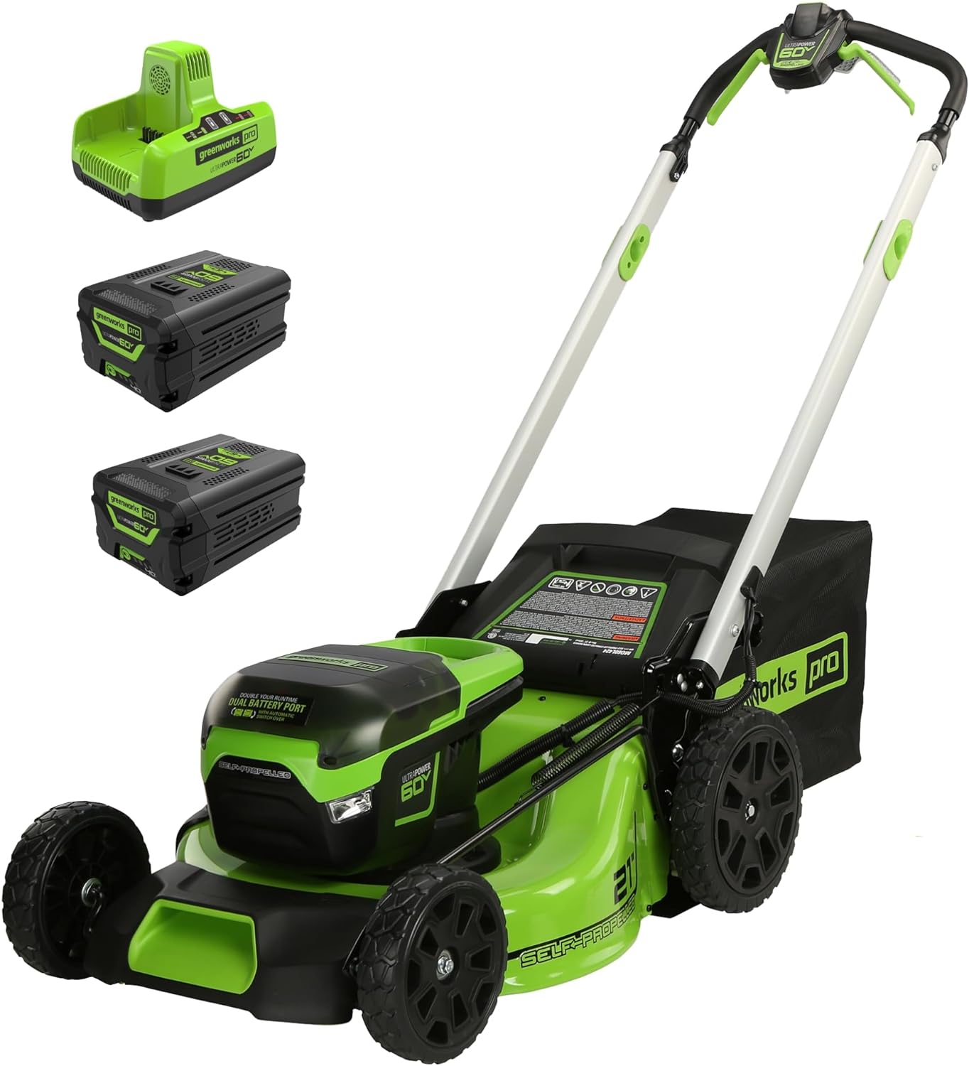 60V 21�� Cordless (Self-Propelled) Lawn Mower , 2 x 4.0Ah Batteries and Dual Port Rapid Charger