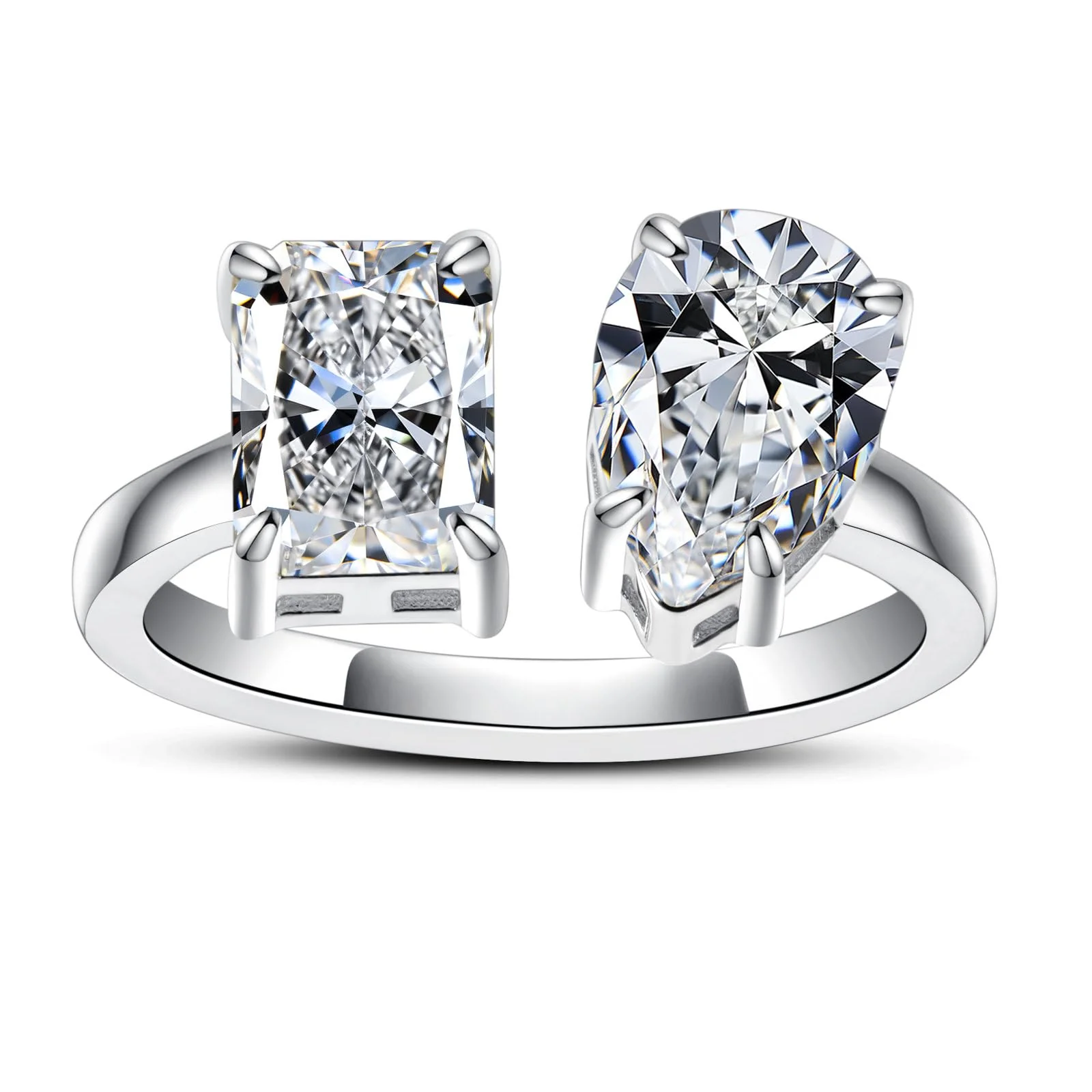 Heart/Pear/Radiant/Round Cut Moissanite Rings D Color VVS1 925 Sterling Silver Statement Engagement Wedding Promise Ring for Women with Certificate