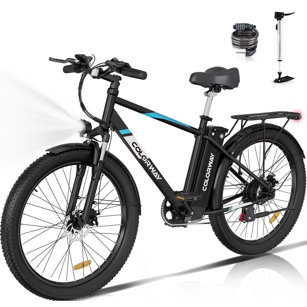 COLORWAY BK3M 500W Electric Bike 26???x3.0???, Shimano 7-Speed, 36V/15Ah Battery, Carbon Steel, IP54, 19.9 MPH
