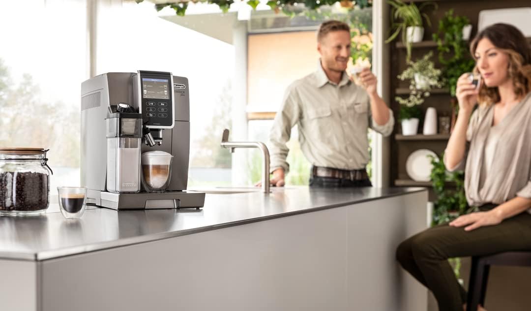 De’Longhi Dinamica ECAM 350.55.B Automatyczny Ekspres do Kawy, Tworzywo Sztuczne, 1450 W, 1,8 L, Czarny