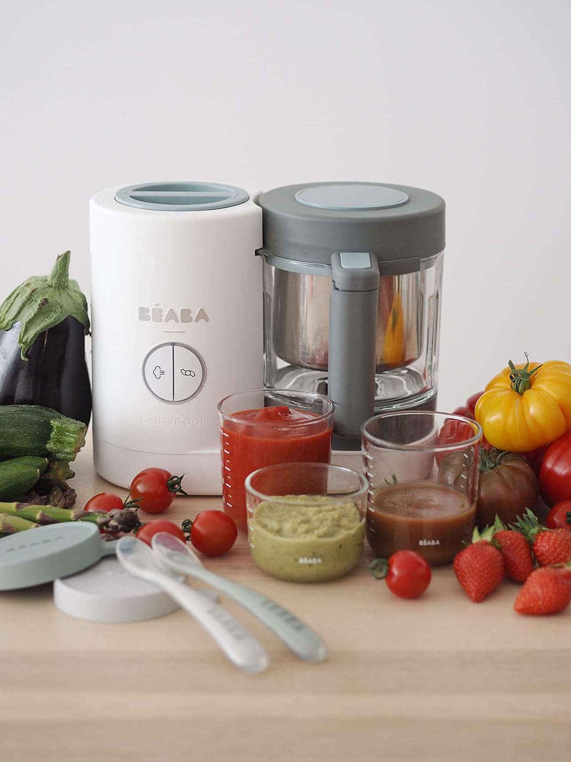 BÉABA, Babycook Neo, mikser parowy 6 w 1, robot dla niemowląt, wyprodukowany we Francji, szklana miska, zbiornik ze stali nierdzewnej, duża pojemność, dywersyfikacja żywności, małe doniczki dla