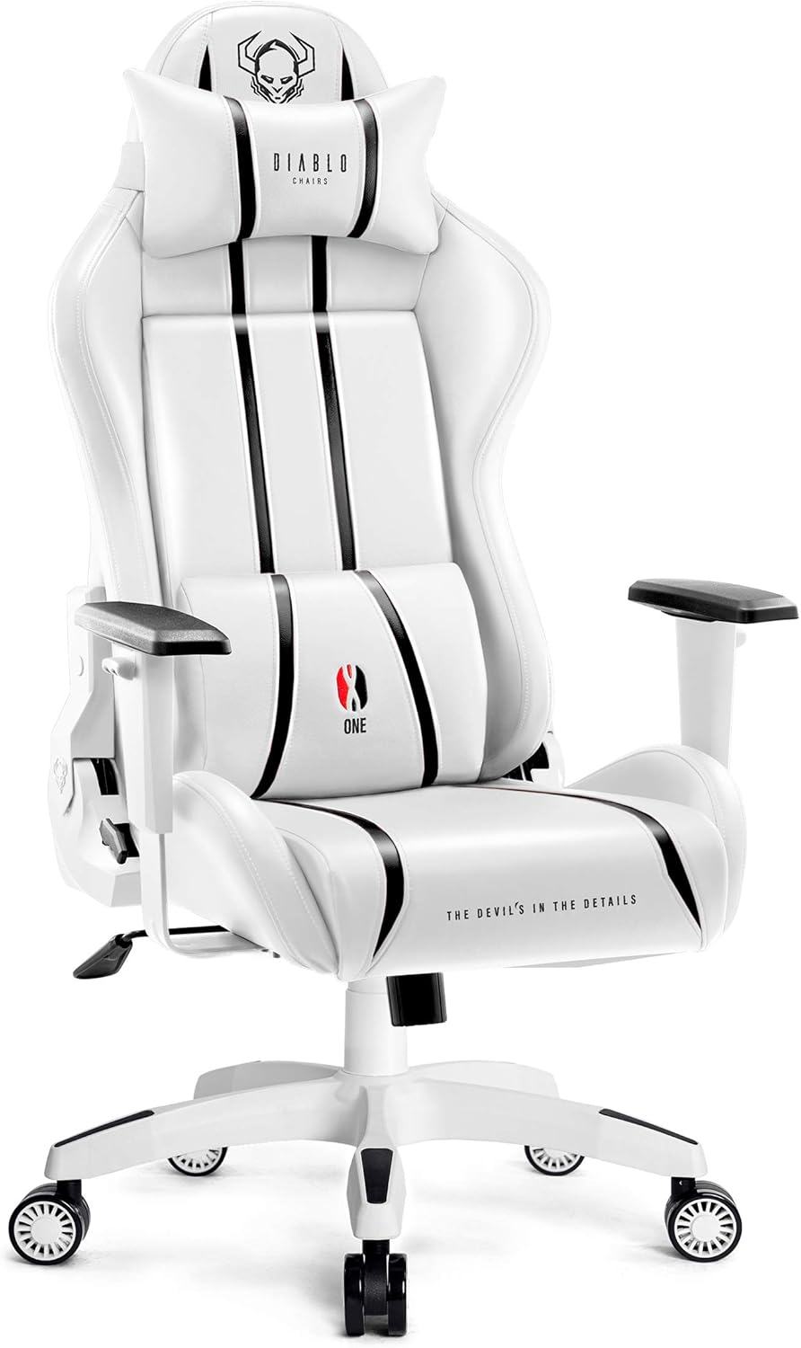 Diablo X-One 2.0 Fotel Gamingowy Krzesło Biurowe Dla Gracza Obrotowy Regulowane Podłokietniki Ekoskóra Ergonomiczny Design Funkcja Bujania Poduszka Pod Kark i Lędźwie (Candy Rose, Normal)