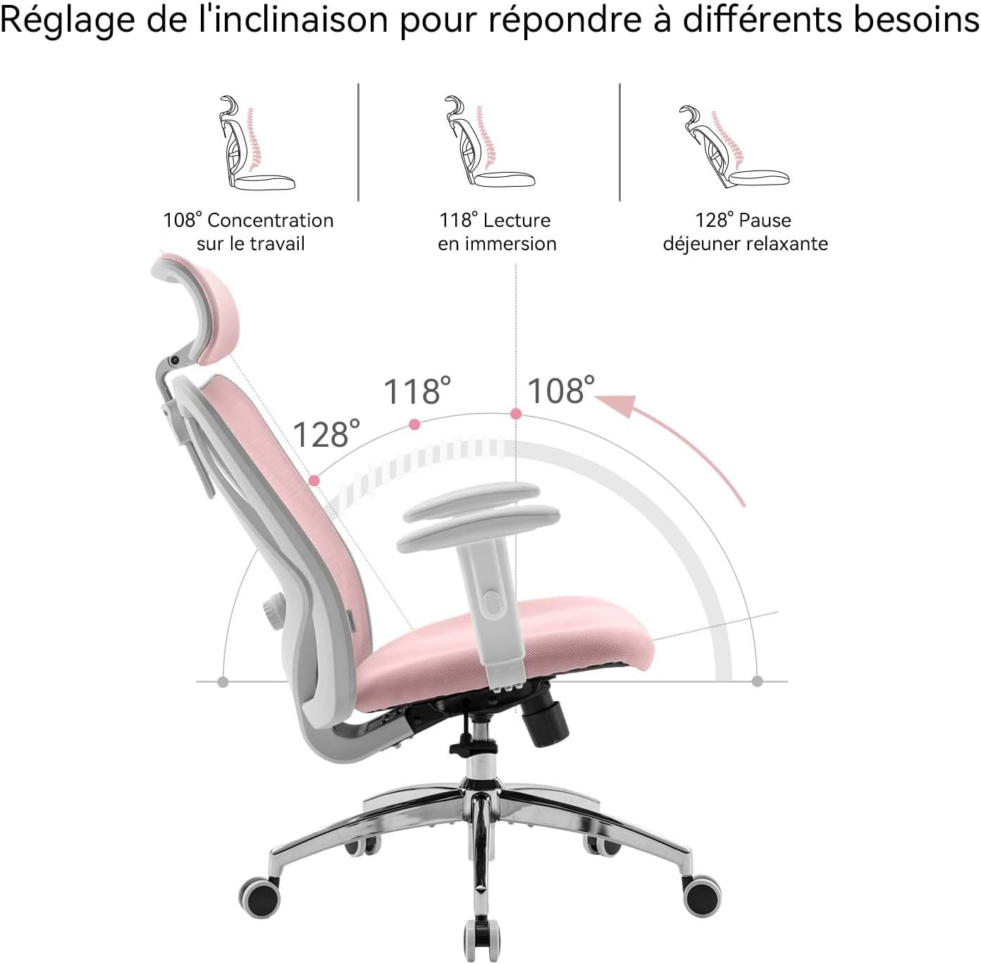 SIHOO Ergonomiczne krzesło biurowe, komputerowe krzesło biurowe z regulowanym podparciem lędźwiowym i zagłówkiem, oddychające siatkowe krzesło do gier z wygodną grubą poduszką i regulowanymi podłokietnikami, krzesło obrotowe do nauki w domu (czarne)