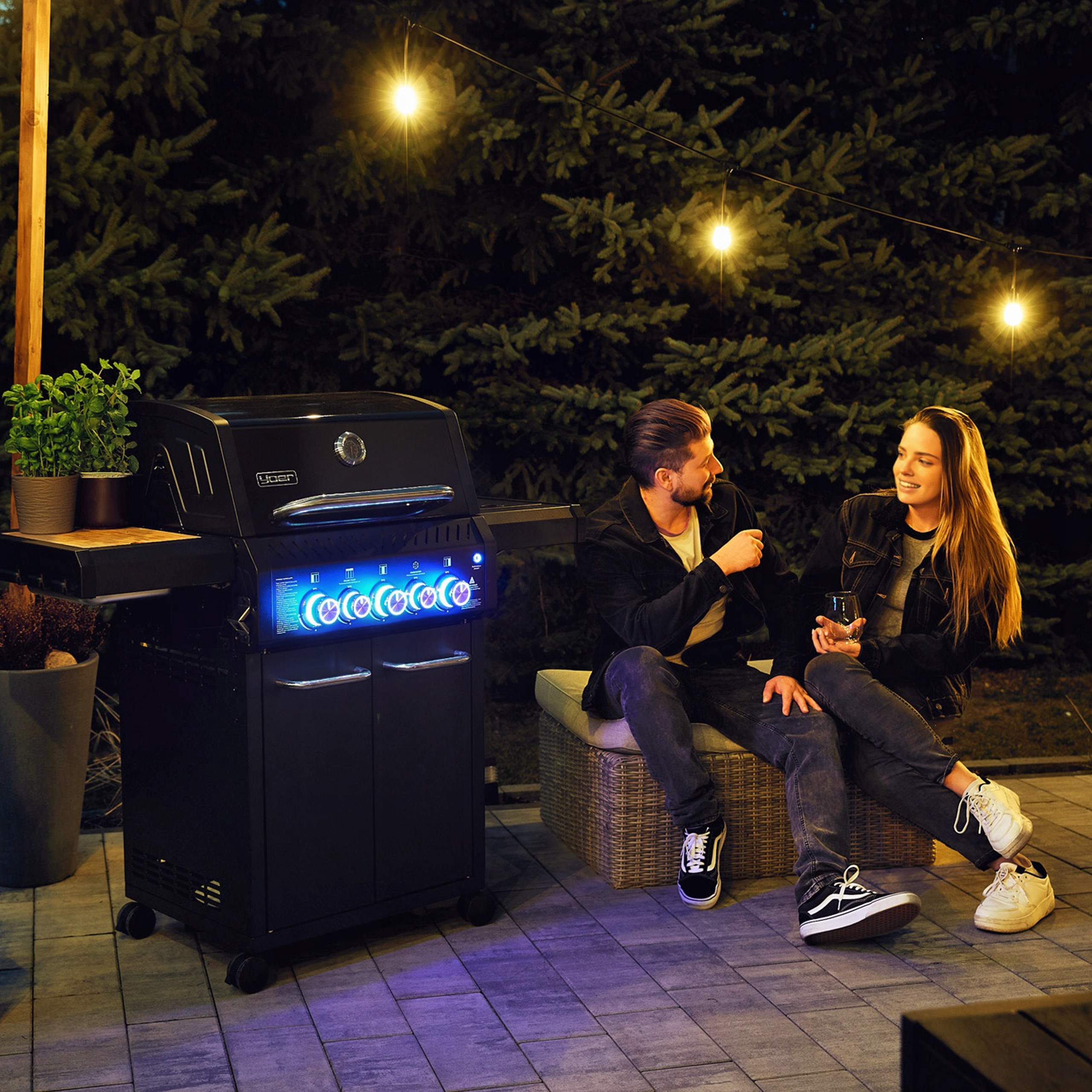 Grill gazowy Ogrodowy ŻELIWNY nierdzewny 3+2 Yoer 17,65 kW +szafka na butlę