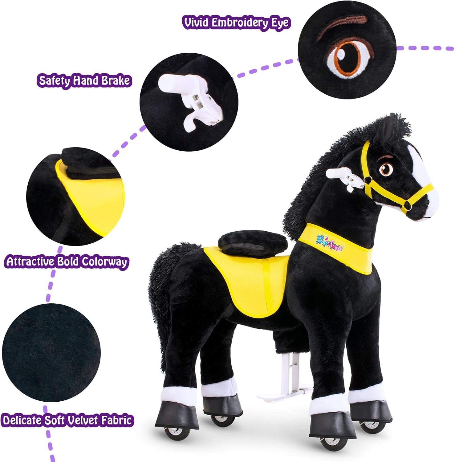 PonyCycle 2023 Nowy Model E Jednorożec do Jazdy na Mechanicznym Chodzącym Jednorożcu z Hamulcem (Fioletowy/Rozmiar 4 dla Dzieci w Wieku 4-8 Lat) Hulajnoga dla Maluchów do Jazdy na Koniu - E413