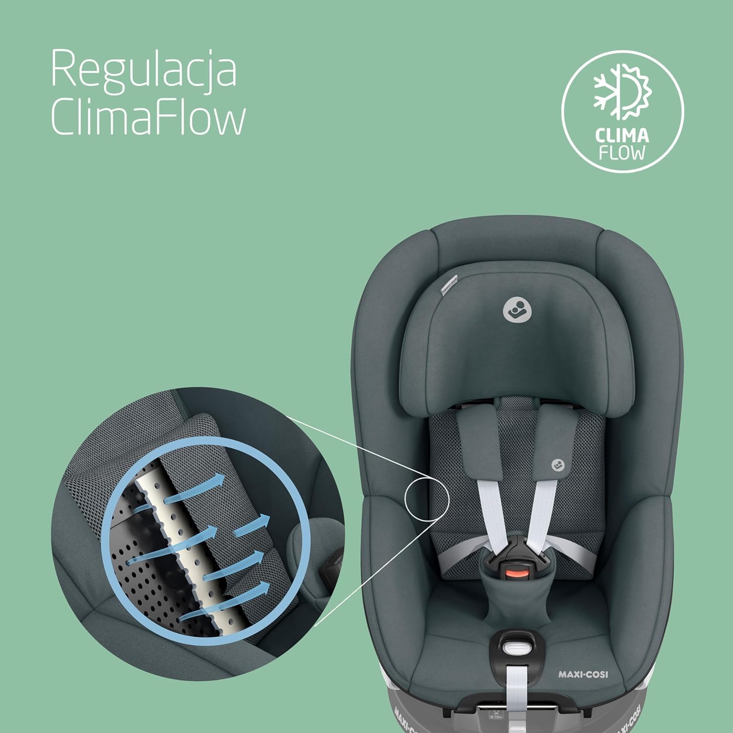 Maxi-Cosi Pearl 360 dla niemowlaka i-Size, Fotelik samochodowy obrotowy 360, od 3 miesięcy do 4 lat (61–105 cm), Obracanie jedną ręką, ClimaFlow, Uprząż z systemem Easy-In, G-CELL, Authentic Graphite