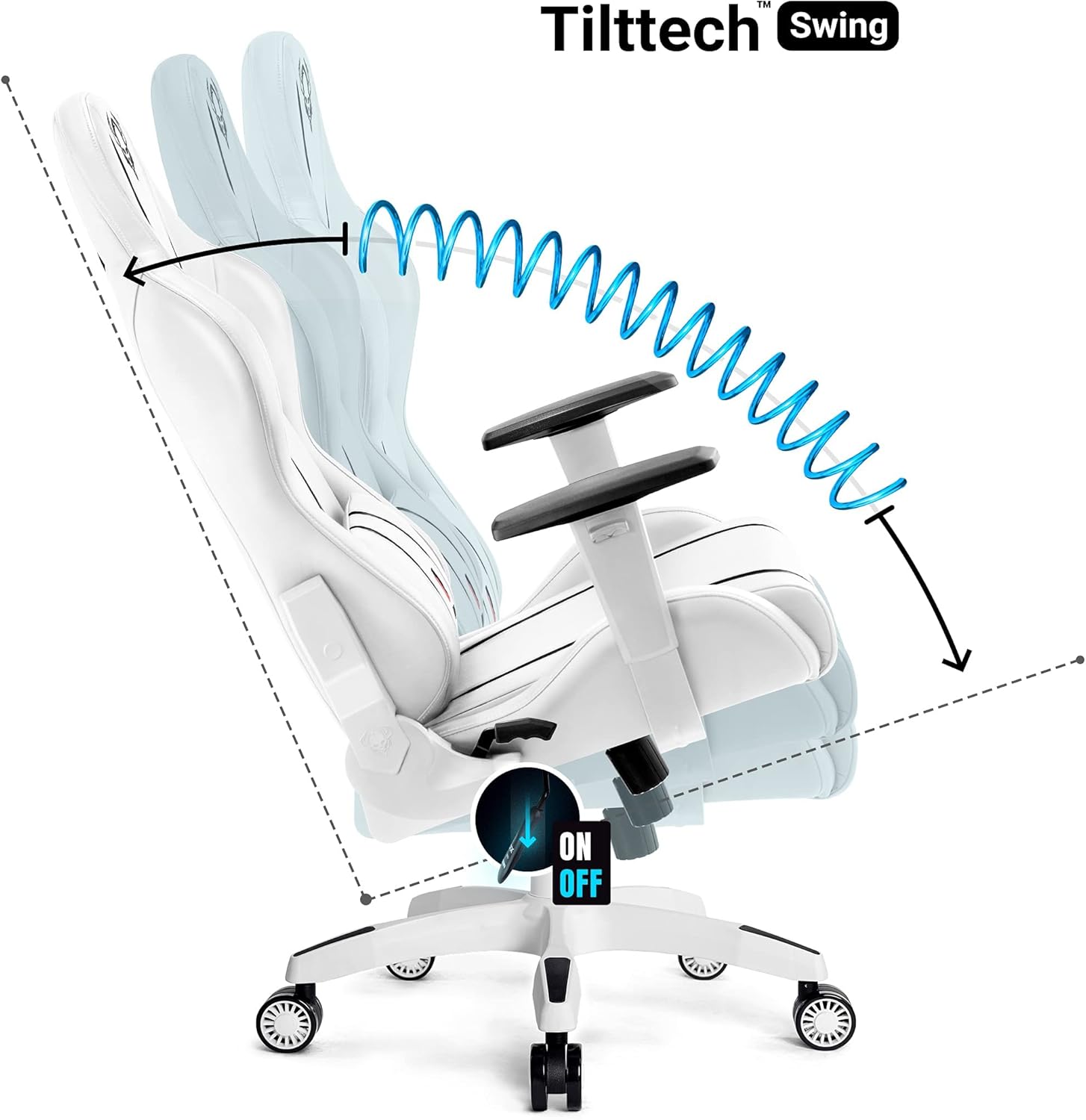 Diablo X-One 2.0 Fotel Gamingowy Krzesło Biurowe Dla Gracza Obrotowy Regulowane Podłokietniki Ekoskóra Ergonomiczny Design Funkcja Bujania Poduszka Pod Kark i Lędźwie (Candy Rose, Normal)