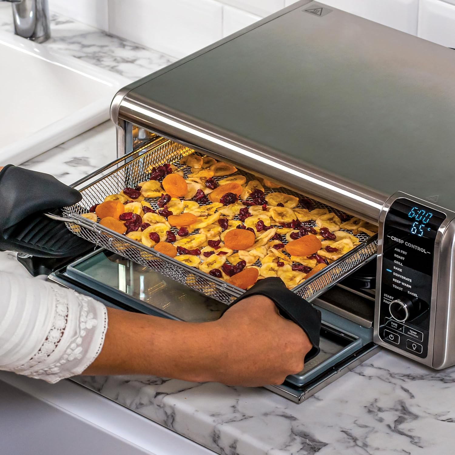 Ninja Foodi 10 w 1, piekarnik wielofunkcyjny, przenośny mini piekarnik na blat, frytkownica beztłuszczowa, pieczenie, grill, ciasta i więcej,10 funkcji gotowania, srebrno/czarny, DT200EU