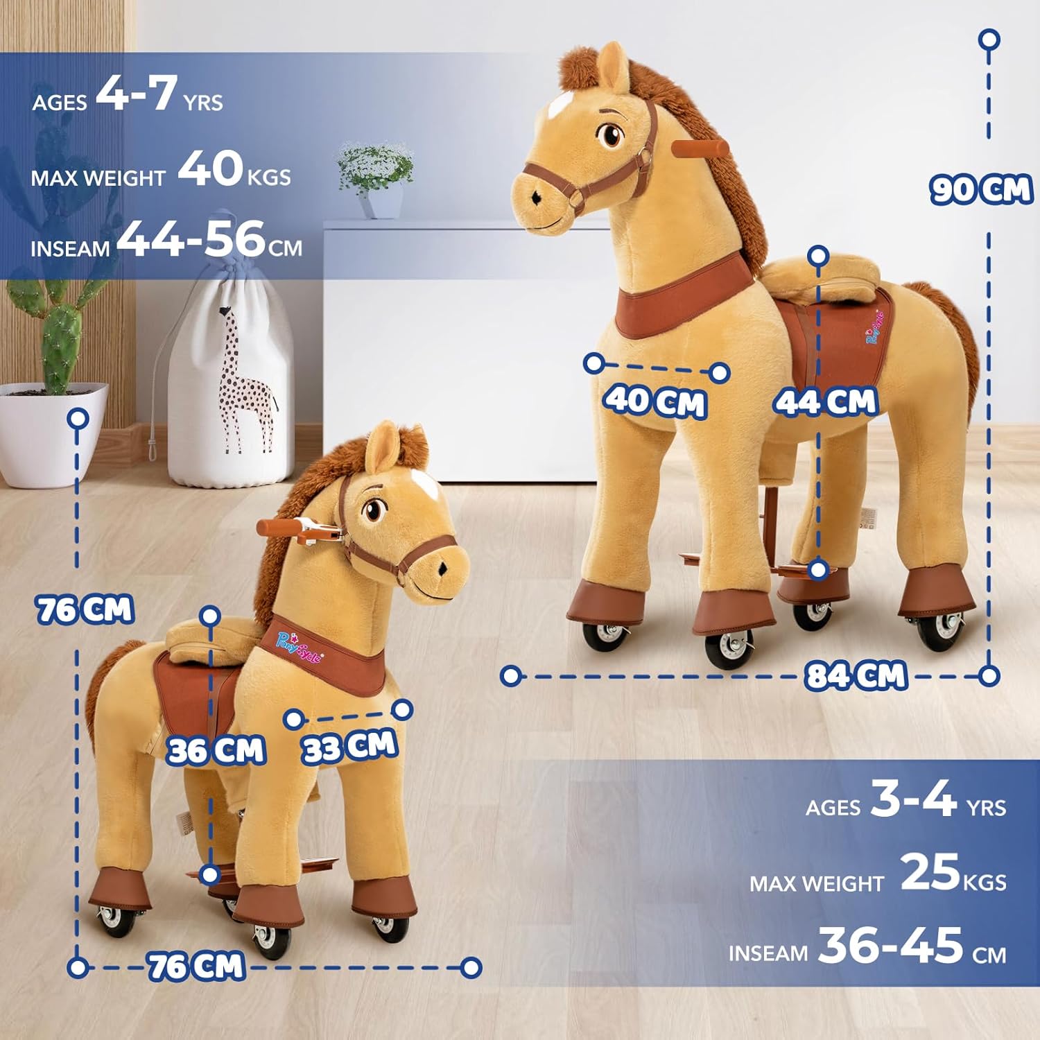 PonyCycle 2023 Nowy Model E Jednorożec do Jazdy na Mechanicznym Chodzącym Jednorożcu z Hamulcem (Fioletowy/Rozmiar 4 dla Dzieci w Wieku 4-8 Lat) Hulajnoga dla Maluchów do Jazdy na Koniu - E413