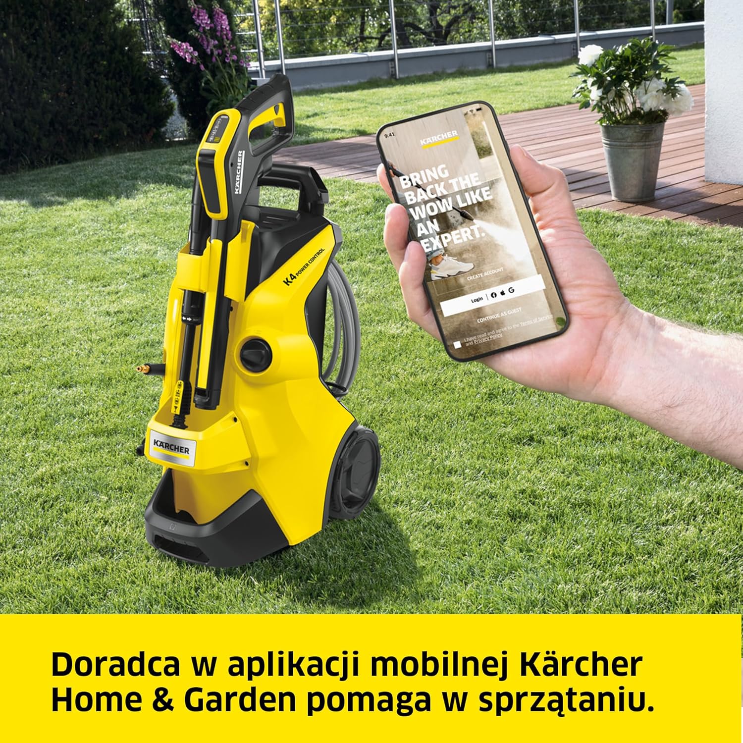 Kärcher myjka ciśnieniowa K 4 Power Control Flex Home, 130 bar, 420 l/h, powierzchnia: 30 m²/h, filtr wody, waga: 11,5 kg, pistolet ciśnieniowy, lanca rotacyjna, dysza strumieniowa, zestaw domowy