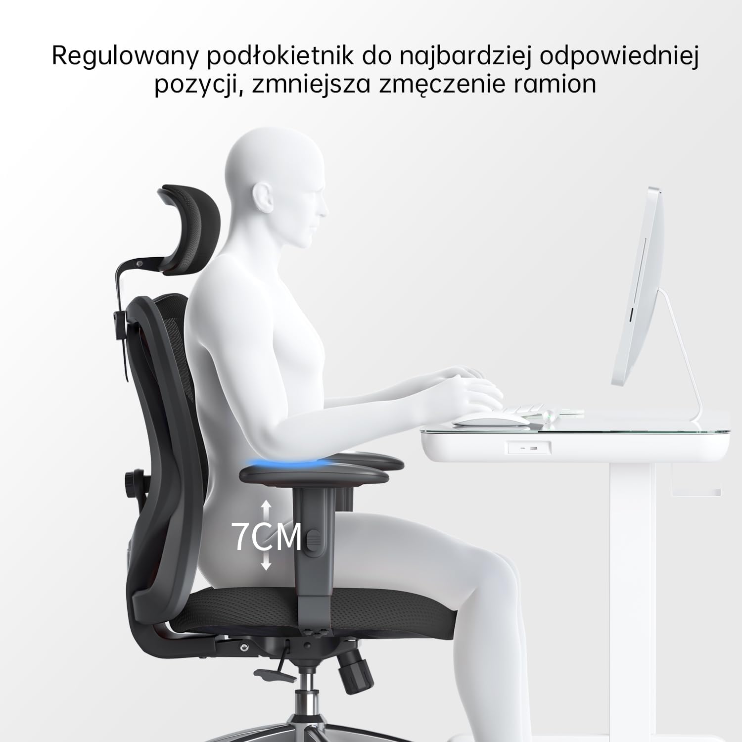 SIHOO Ergonomiczne krzesło biurowe, komputerowe krzesło biurowe z regulowanym podparciem lędźwiowym i zagłówkiem, oddychające siatkowe krzesło do gier z wygodną grubą poduszką i regulowanymi podłokietnikami, krzesło obrotowe do nauki w domu (czarne)