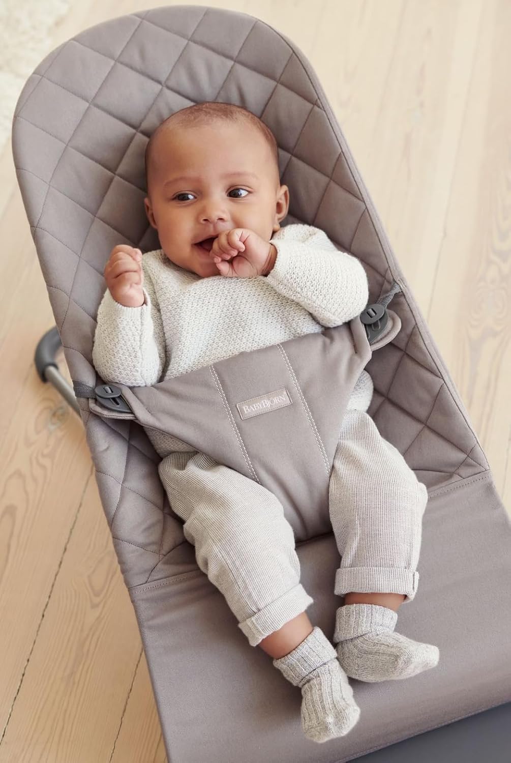 BabyBjörn Bliss bujaczek niemowlęcy, tkany, klasyczne pikowanie, piaskowo-szary