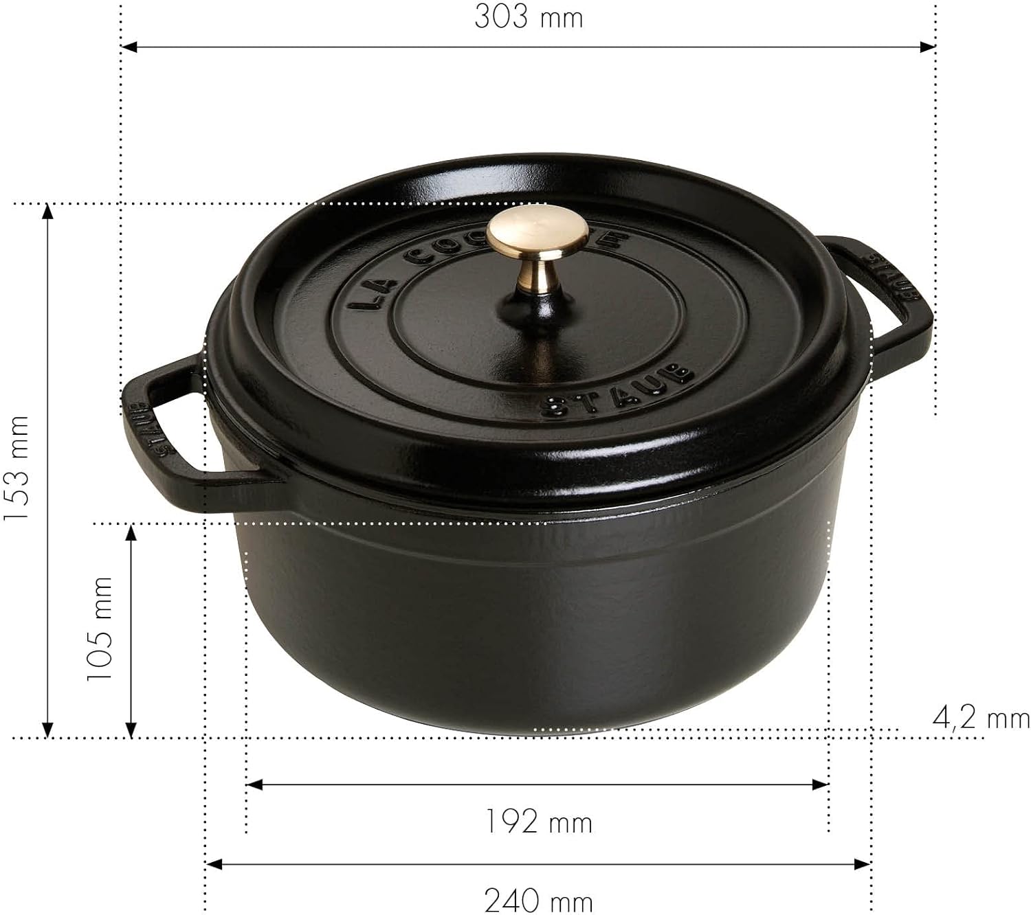 STAUB Garnek żeliwny, okrągły 28 cm, 6,7 L, Czarny