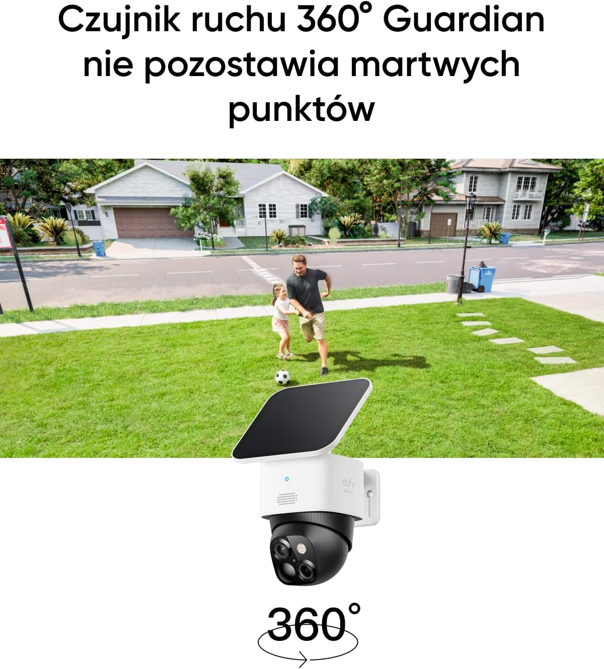 eufy Security SoloCam S340 Podwójne kamery Solarna kamera bezpieczeństwa Zewnętrzna bezprzewodowa, domowa kamera bezpieczeństwa 3K, nadzór 360°, Wi-Fi 2,4 GHz, brak opłaty miesięcznej