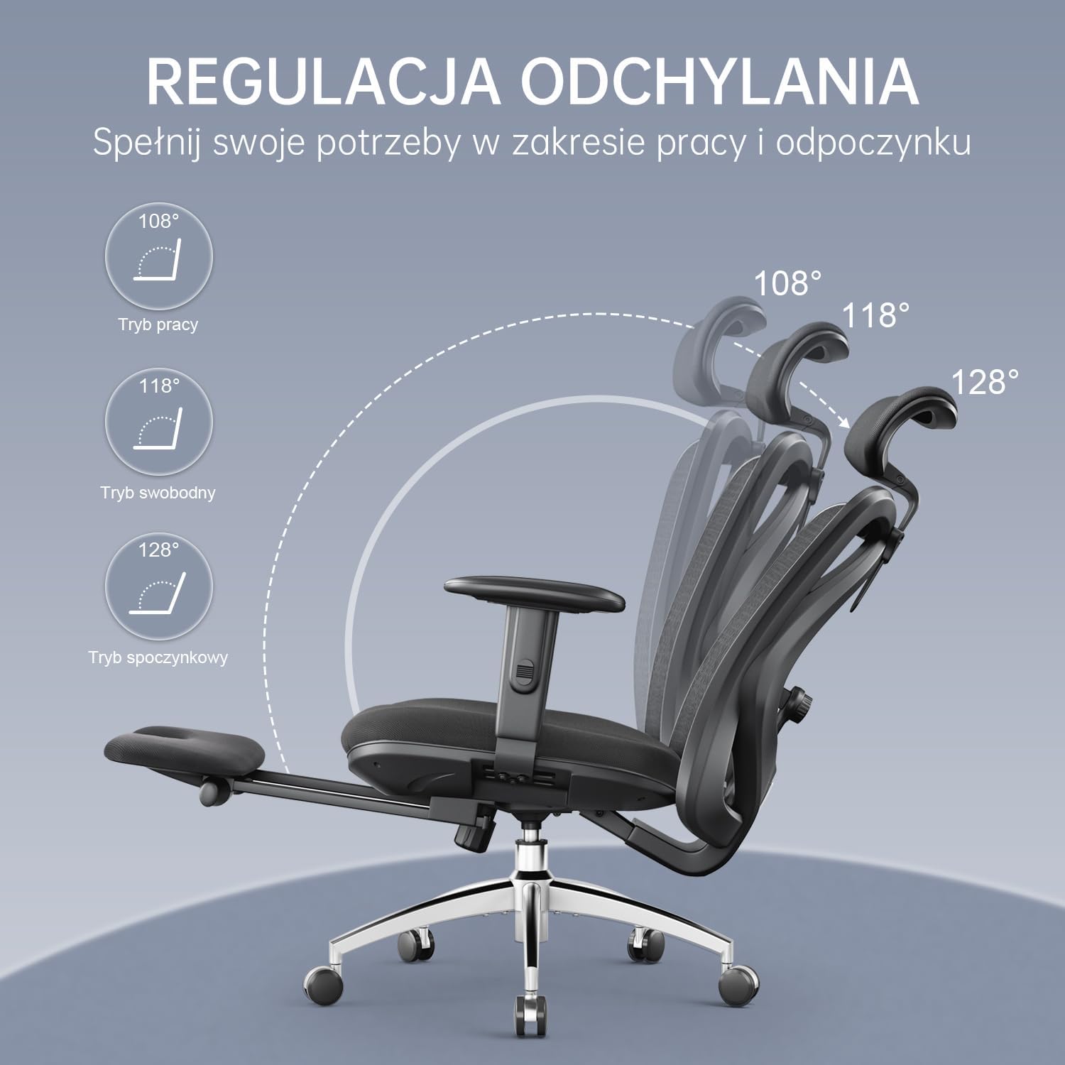 SIHOO Ergonomiczne krzesło biurowe, komputerowe krzesło biurowe z regulowanym podparciem lędźwiowym i zagłówkiem, oddychające siatkowe krzesło do gier z wygodną grubą poduszką i regulowanymi podłokietnikami, krzesło obrotowe do nauki w domu (czarne)