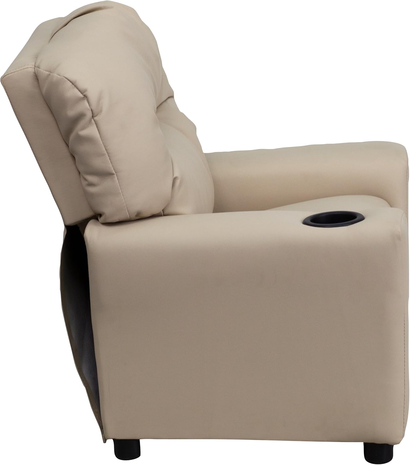 Flash Furniture Współczesny leżak dziecięcy z uchwytem na kubki, drewno, beżowy winyl, 66,04 x 53,34 x 53,34 cm