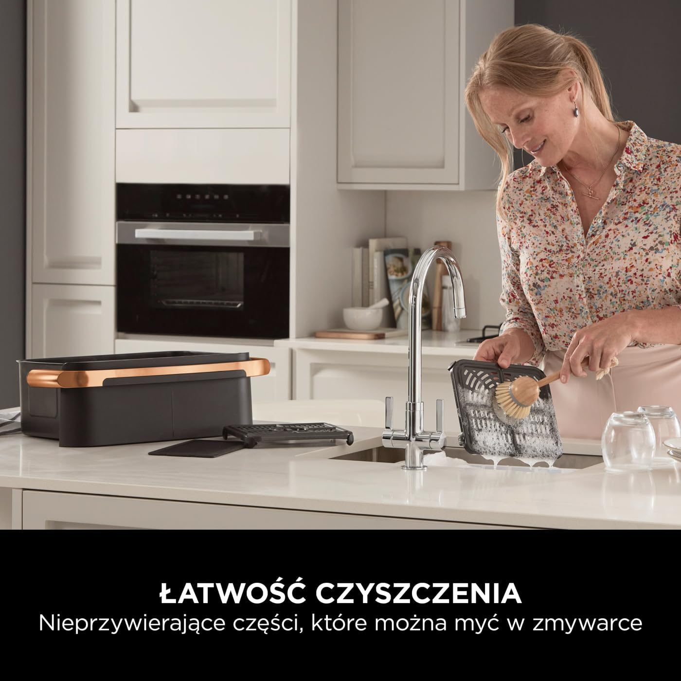 Ninja Foodi MAX Dual Zone Frytkownica beztłuszczowa z 2 szufladami, 9,5 l, kosz nieprzywierający nadaje sie do zmywarki, na 8 porcji, miedziano/czarna, 6 w 1, amazon exclusive, AF400EUCP