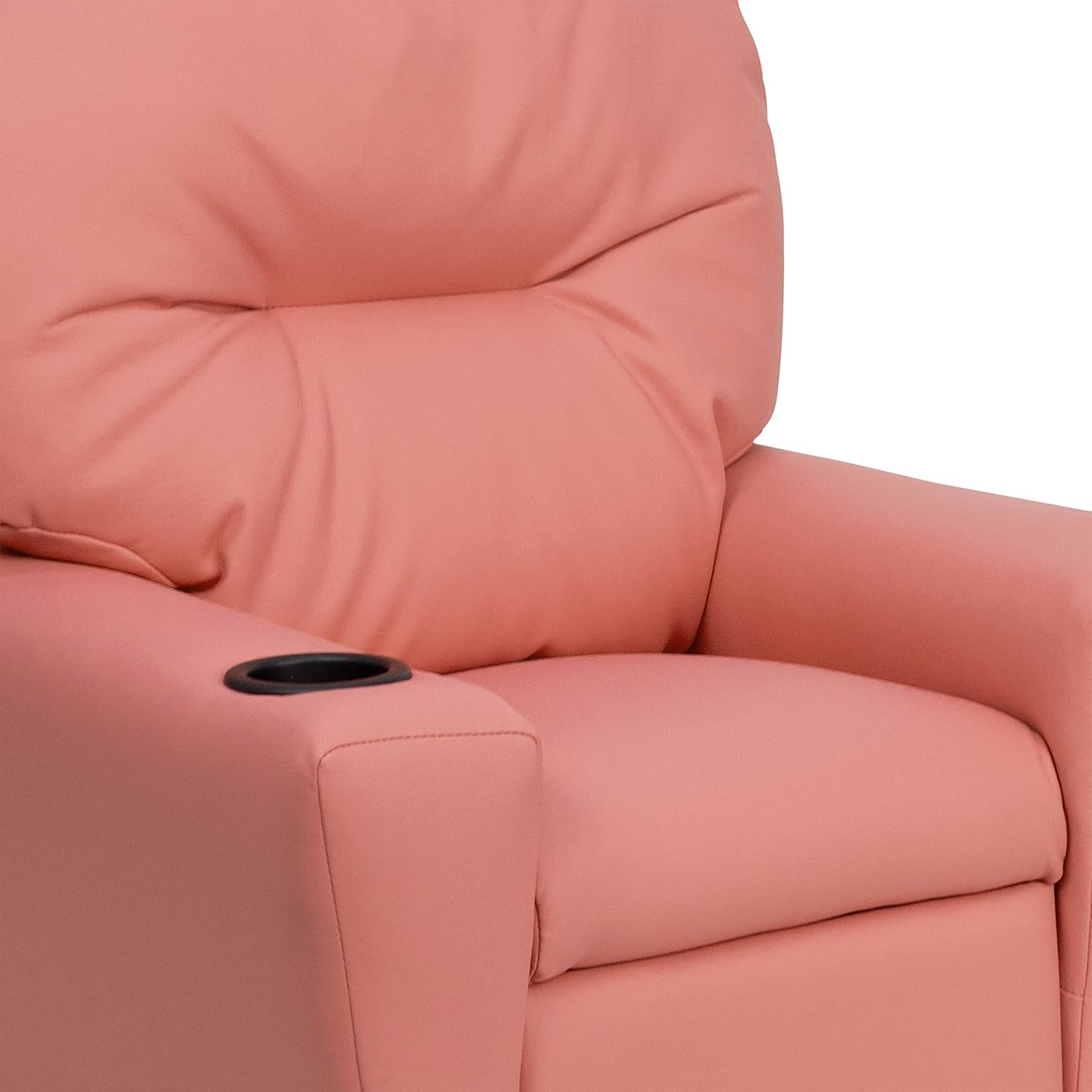 Flash Furniture Współczesny leżak dziecięcy z uchwytem na kubki, drewno, beżowy winyl, 66,04 x 53,34 x 53,34 cm