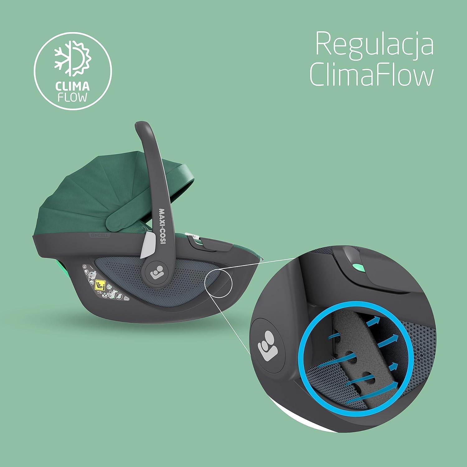 Maxi-Cosi Pearl 360 dla niemowlaka i-Size, Fotelik samochodowy obrotowy 360, od 3 miesięcy do 4 lat (61–105 cm), Obracanie jedną ręką, ClimaFlow, Uprząż z systemem Easy-In, G-CELL, Authentic Graphite