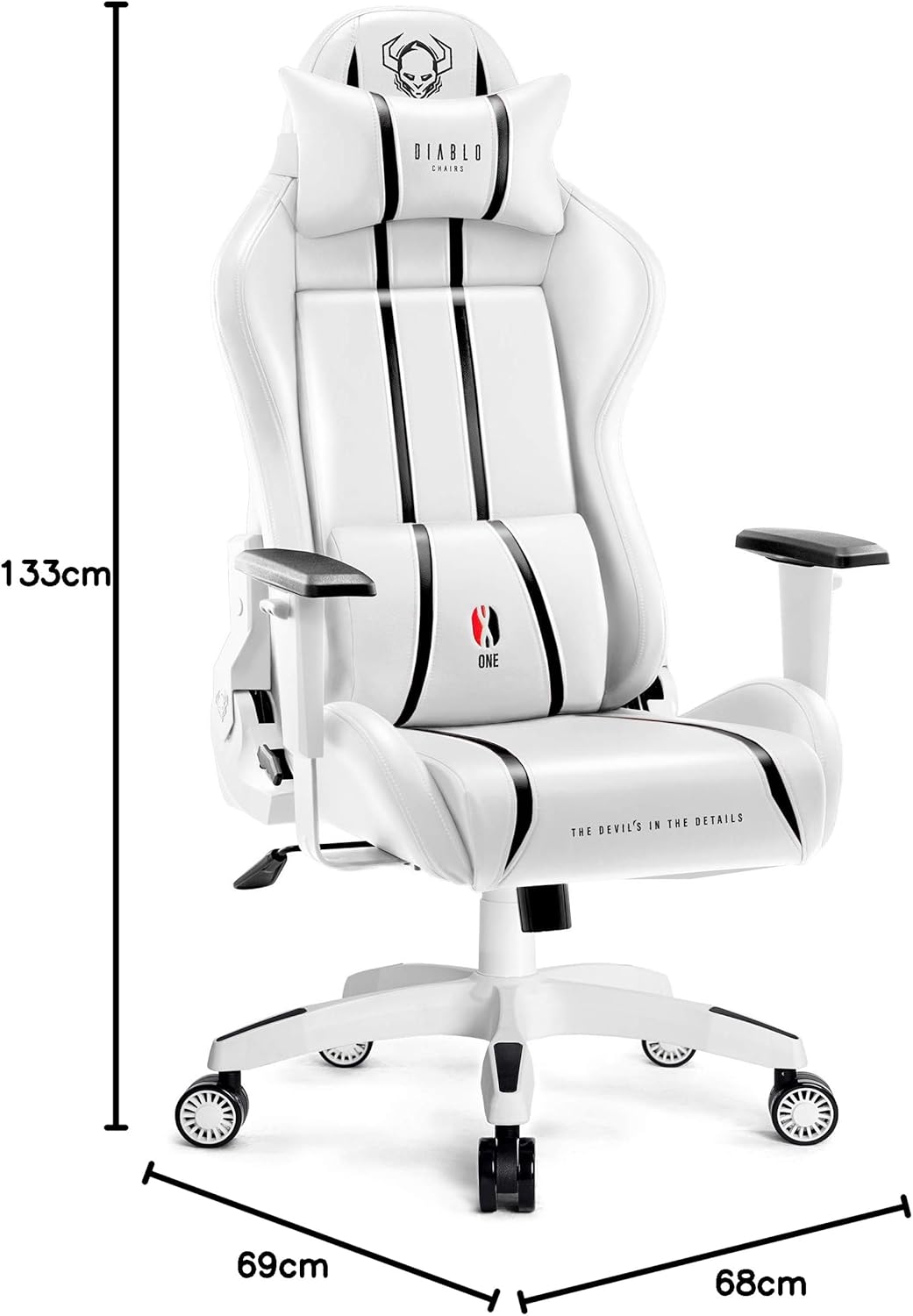 Diablo X-One 2.0 Fotel Gamingowy Krzesło Biurowe Dla Gracza Obrotowy Regulowane Podłokietniki Ekoskóra Ergonomiczny Design Funkcja Bujania Poduszka Pod Kark i Lędźwie (Candy Rose, Normal)