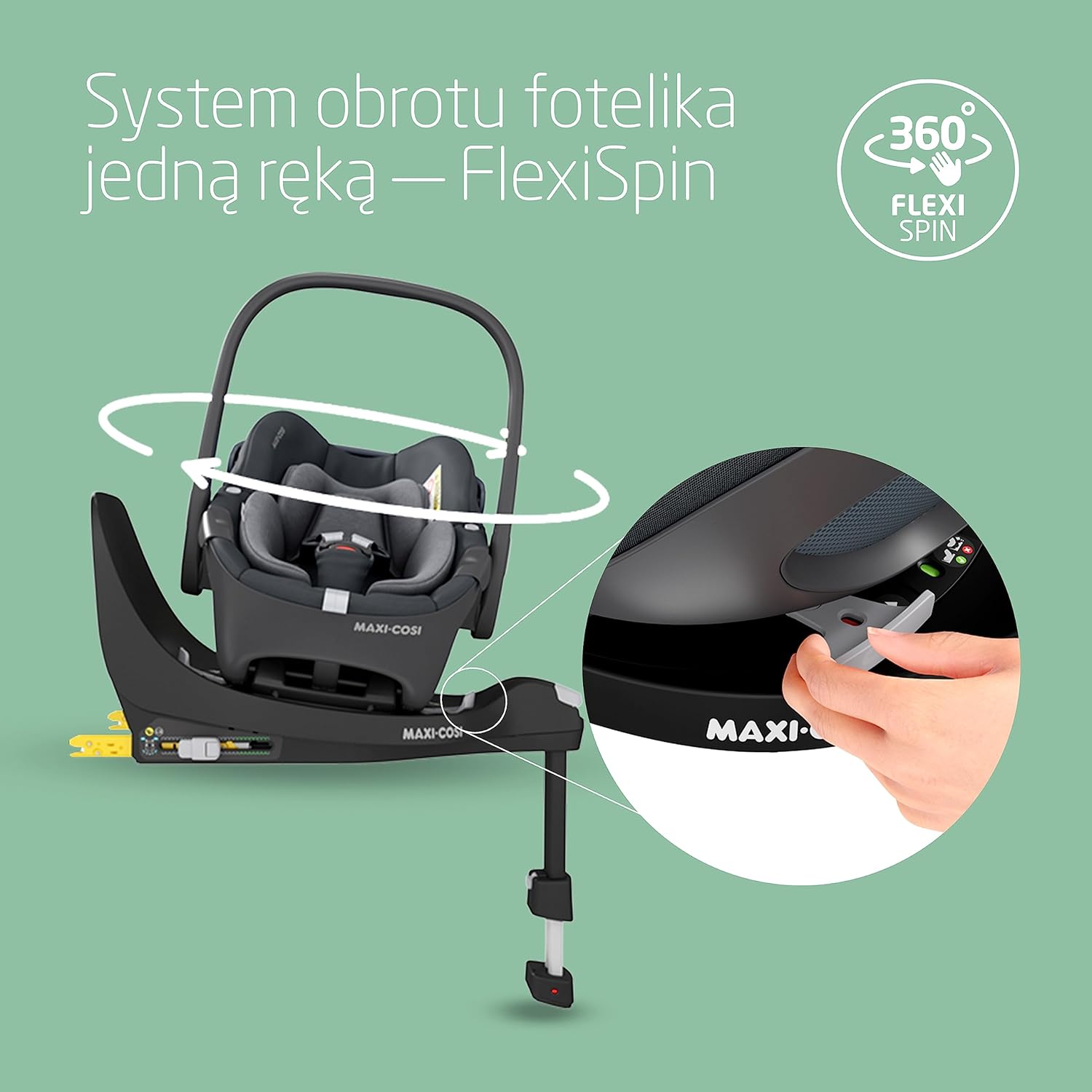 Maxi-Cosi Pearl 360 dla niemowlaka i-Size, Fotelik samochodowy obrotowy 360, od 3 miesięcy do 4 lat (61–105 cm), Obracanie jedną ręką, ClimaFlow, Uprząż z systemem Easy-In, G-CELL, Authentic Graphite