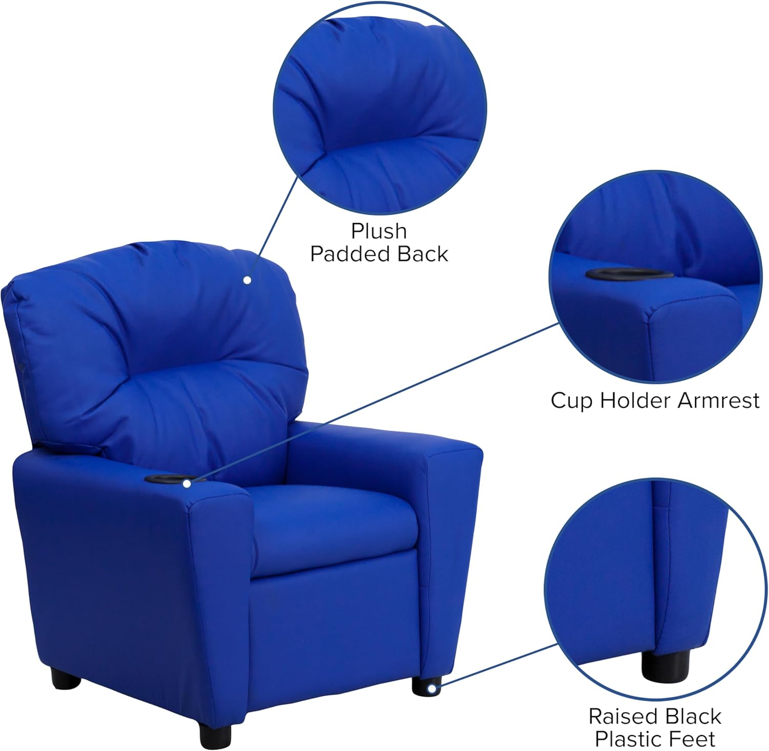 Flash Furniture Współczesny leżak dziecięcy z uchwytem na kubki, drewno, beżowy winyl, 66,04 x 53,34 x 53,34 cm