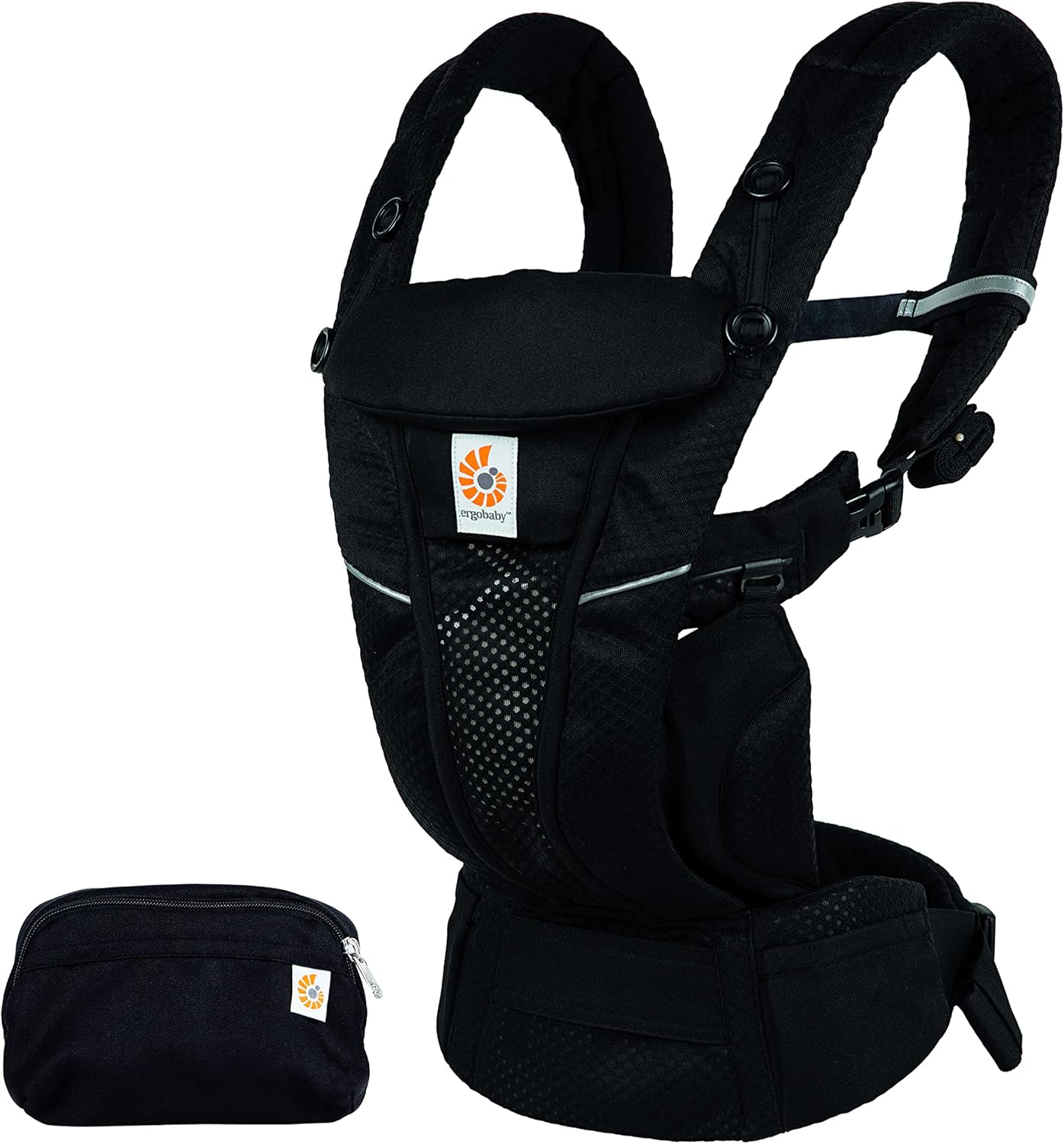 Ergobaby Omni Breeze Nosidełko dla noworodków od urodzenia do 20 kg, 4 pozycje SoftFlex Mesh Ergonomiczne nosidełko dla niemowląt Nosidełko do noszenia na plecach, Graphite Grey