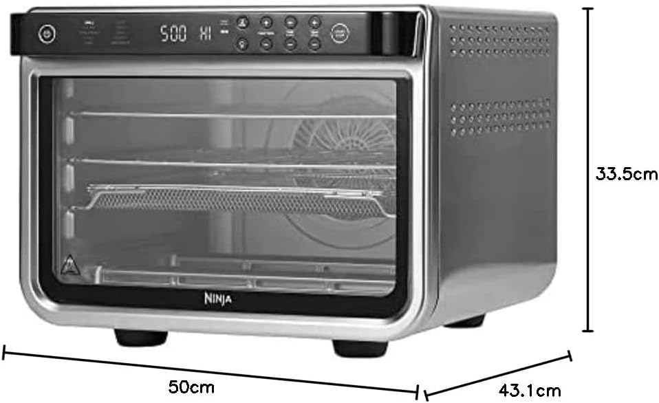 Ninja Foodi 10 w 1, piekarnik wielofunkcyjny, przenośny mini piekarnik na blat, frytkownica beztłuszczowa, pieczenie, grill, ciasta i więcej,10 funkcji gotowania, srebrno/czarny, DT200EU