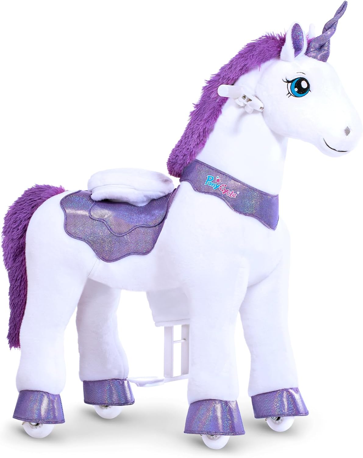 PonyCycle 2023 Nowy Model E Jednorożec do Jazdy na Mechanicznym Chodzącym Jednorożcu z Hamulcem (Fioletowy/Rozmiar 4 dla Dzieci w Wieku 4-8 Lat) Hulajnoga dla Maluchów do Jazdy na Koniu - E413