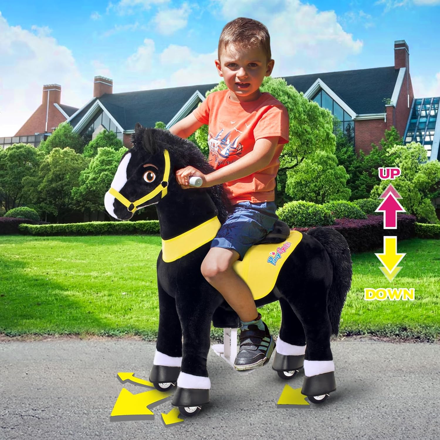 PonyCycle 2023 Nowy Model E Jednorożec do Jazdy na Mechanicznym Chodzącym Jednorożcu z Hamulcem (Fioletowy/Rozmiar 4 dla Dzieci w Wieku 4-8 Lat) Hulajnoga dla Maluchów do Jazdy na Koniu - E413