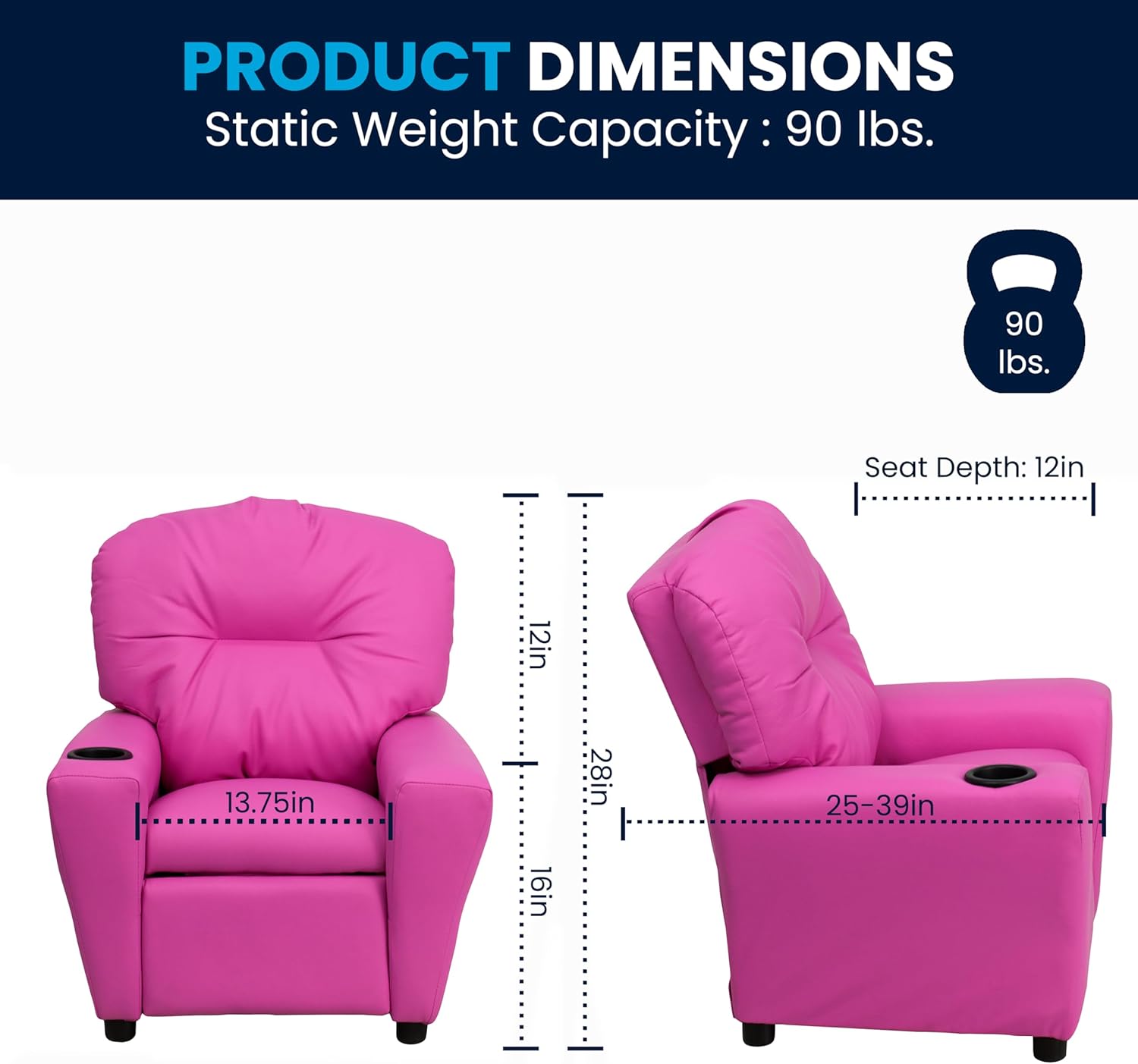 Flash Furniture Współczesny leżak dziecięcy z uchwytem na kubki, drewno, beżowy winyl, 66,04 x 53,34 x 53,34 cm