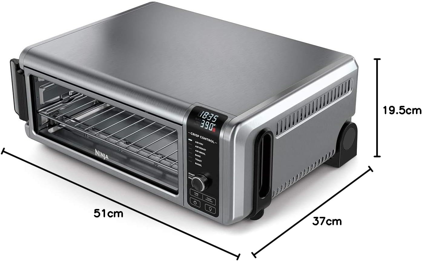 Ninja Foodi 10 w 1, piekarnik wielofunkcyjny, przenośny mini piekarnik na blat, frytkownica beztłuszczowa, pieczenie, grill, ciasta i więcej,10 funkcji gotowania, srebrno/czarny, DT200EU