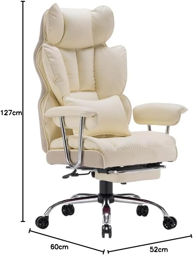 Efomao ergonomiczny fotel biurowy, krzesło kierownicze z PU skóry, fotel biurowy do 200 kg z podnóżkiem i podpórką lędźwiową, regulowane krzesło z wysokim oparciem