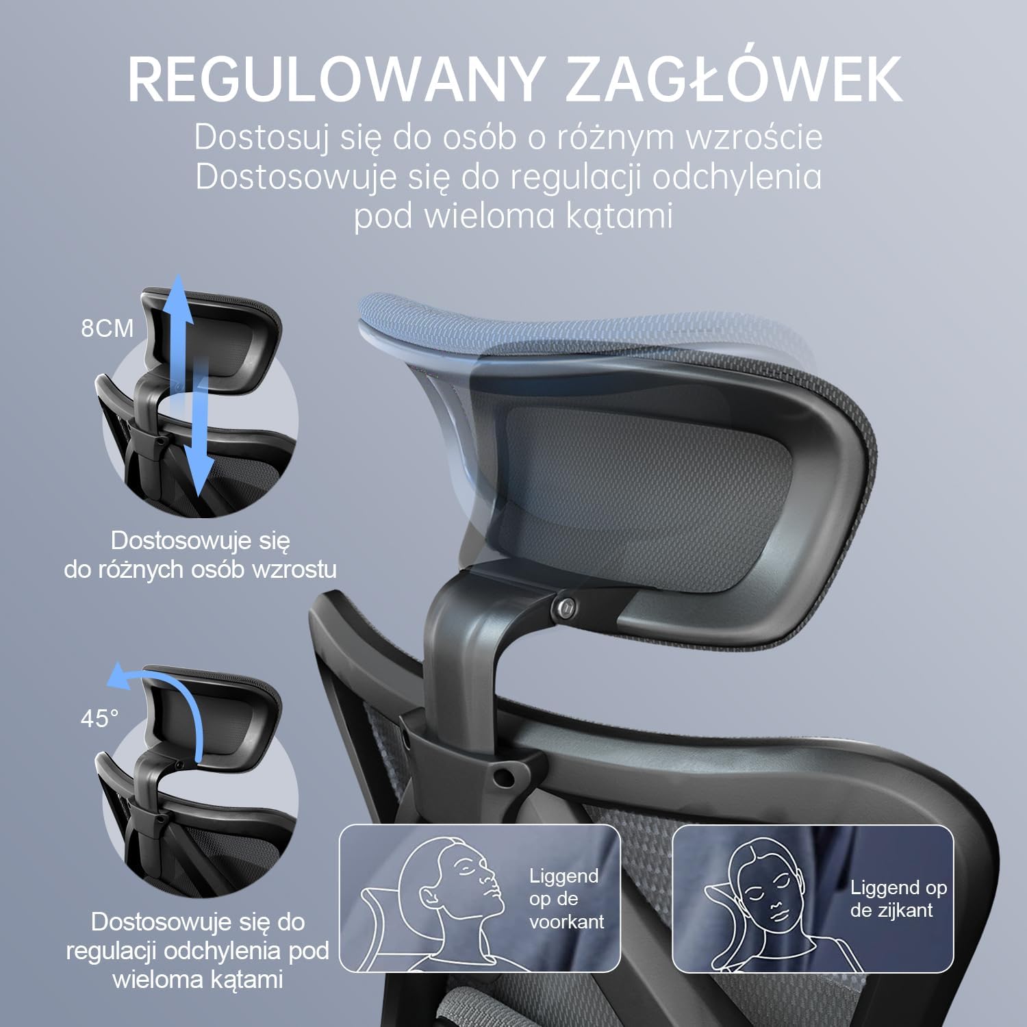 SIHOO Ergonomiczne krzesło biurowe, komputerowe krzesło biurowe z regulowanym podparciem lędźwiowym i zagłówkiem, oddychające siatkowe krzesło do gier z wygodną grubą poduszką i regulowanymi podłokietnikami, krzesło obrotowe do nauki w domu (czarne)