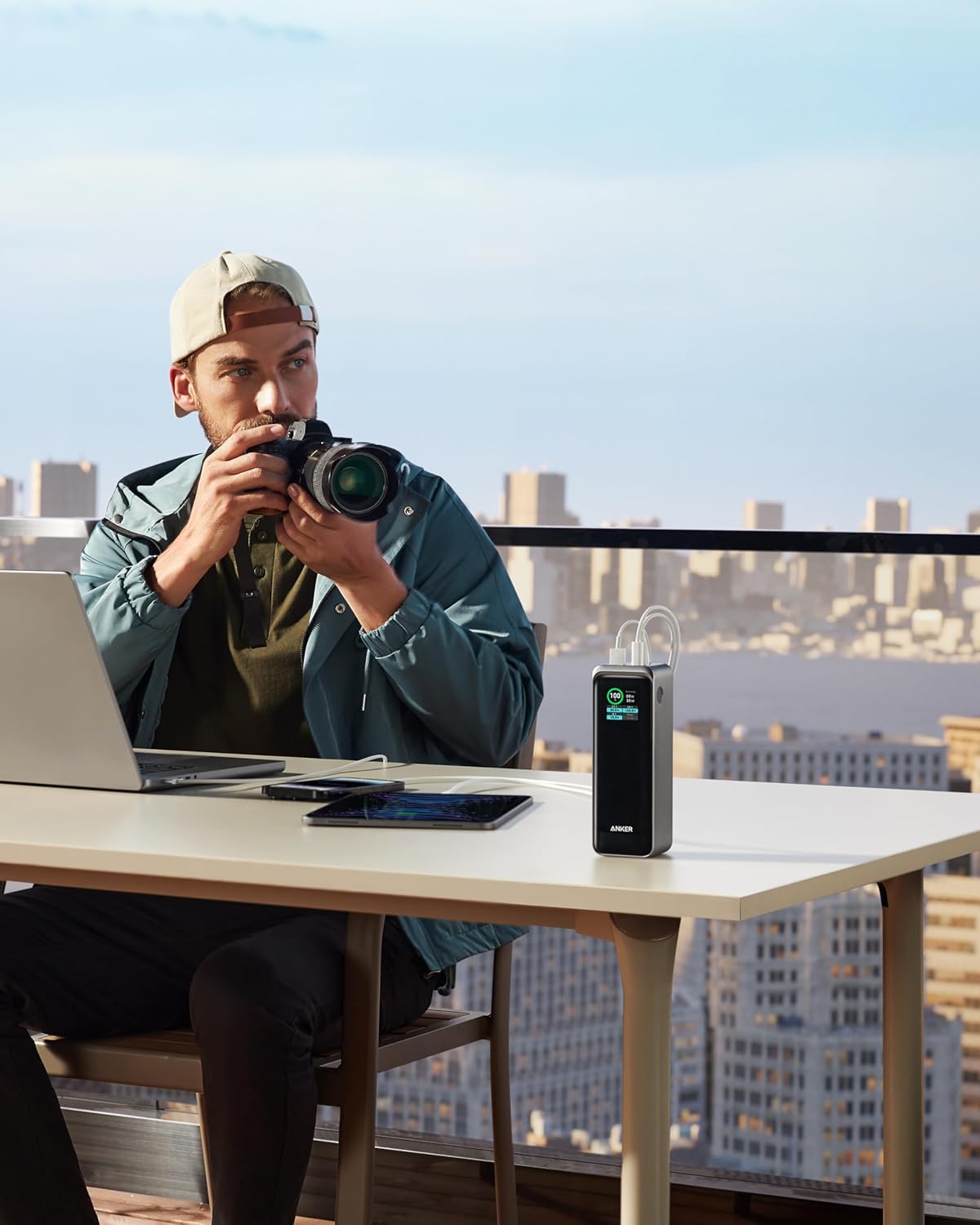 Anker Prime power bank 27650 mAh 250W w zestawie baza ładująca, szybkie ładowanie, kompaktowa przenośna ładowarka do podróży, kontrola aplikacji, kompatybilny z MacBook, iPhone, iPad i innymi