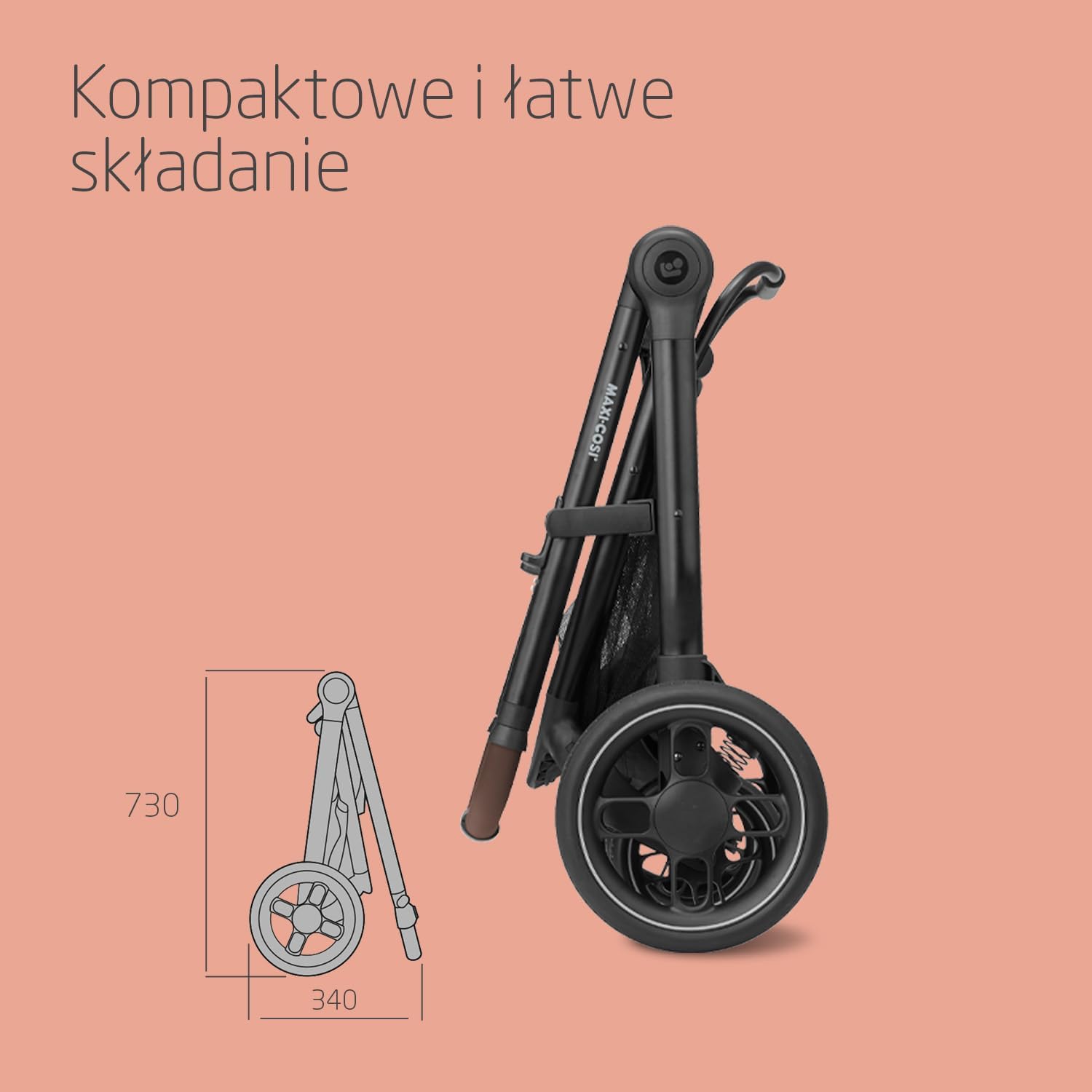 Maxi-Cosi Zelia S Trio Wielofunkcyjny Wózek Dziecięcy 3w1, 0–4 Lata, do 22 kg, Składany, Kompakt i Odchylany Wózek Spacerowy z Fotelik Samochodowy CabrioFix S i-Size i Torbą z Akcesoriami, Szary