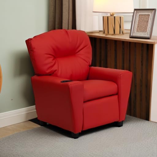 Flash Furniture Współczesny leżak dziecięcy z uchwytem na kubki, drewno, beżowy winyl, 66,04 x 53,34 x 53,34 cm