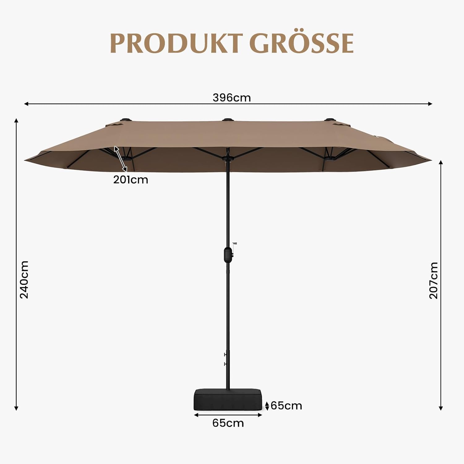 COSTWAY Parasol przeciwsłoneczny, prostokątny, 300 x 300 cm, duży parasol przeciwsłoneczny z korbą, parasol ogrodowy, odchylany o 360°, parasol tarasowy, do ogrodu, na taras, balkon (czarny)